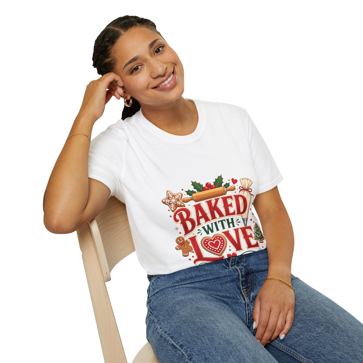 Baked With Love T-Shirt — Holiday Baking Christmas Cookie Chef Tee