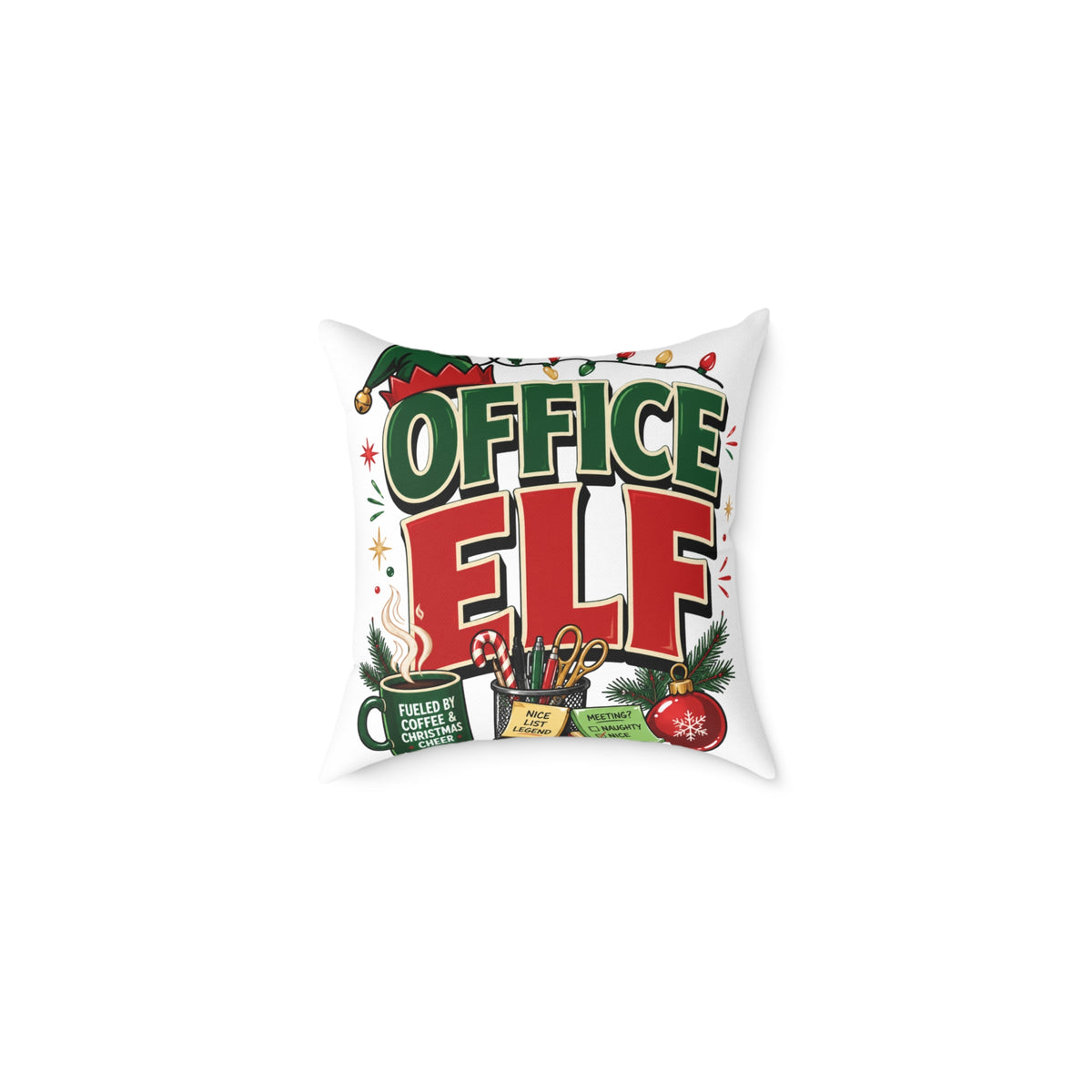 Office Elf Christmas Pillow