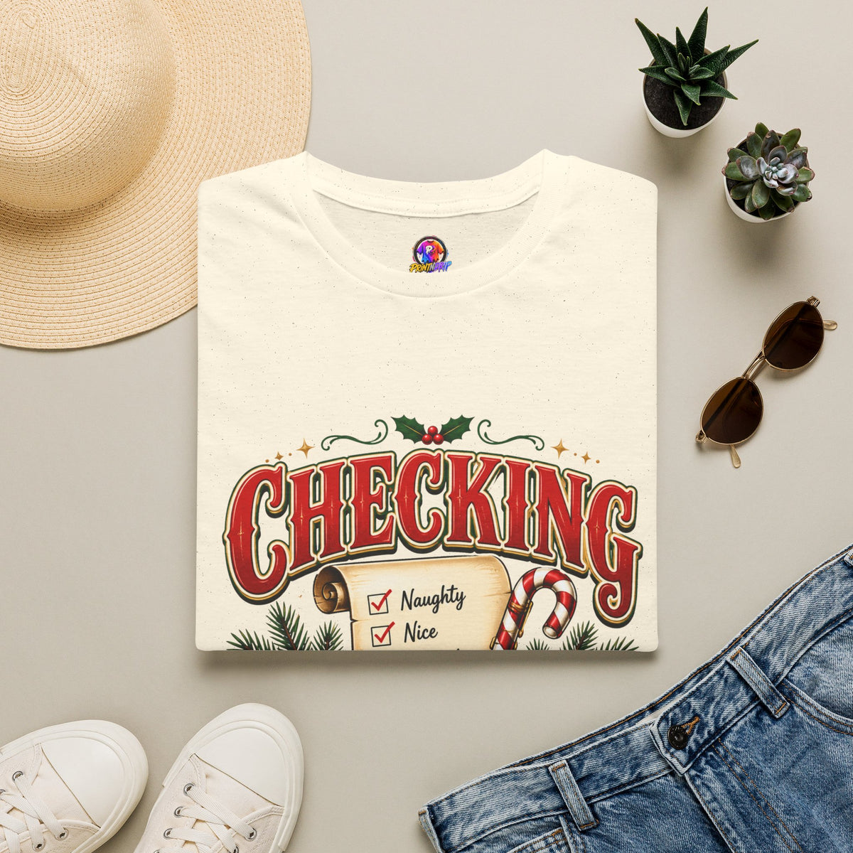 Checking It Twice Christmas T-Shirt — Naughty or Nice Holiday Tee