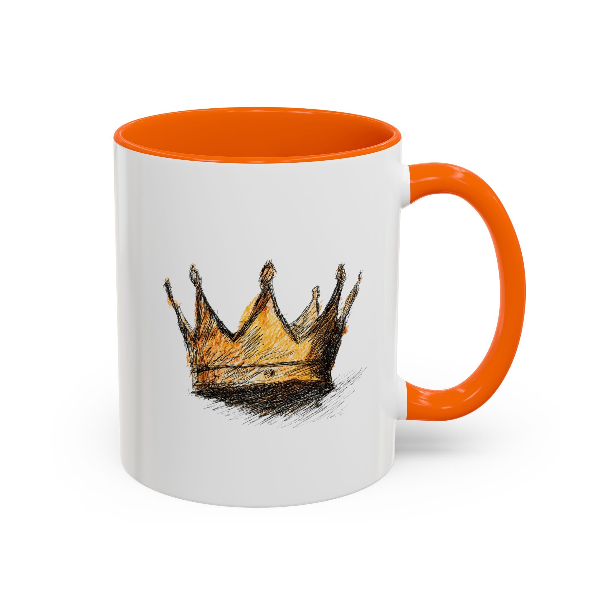 Royal Crown Accent Coffee Mug — Hand-Sketched Gold Crown Design