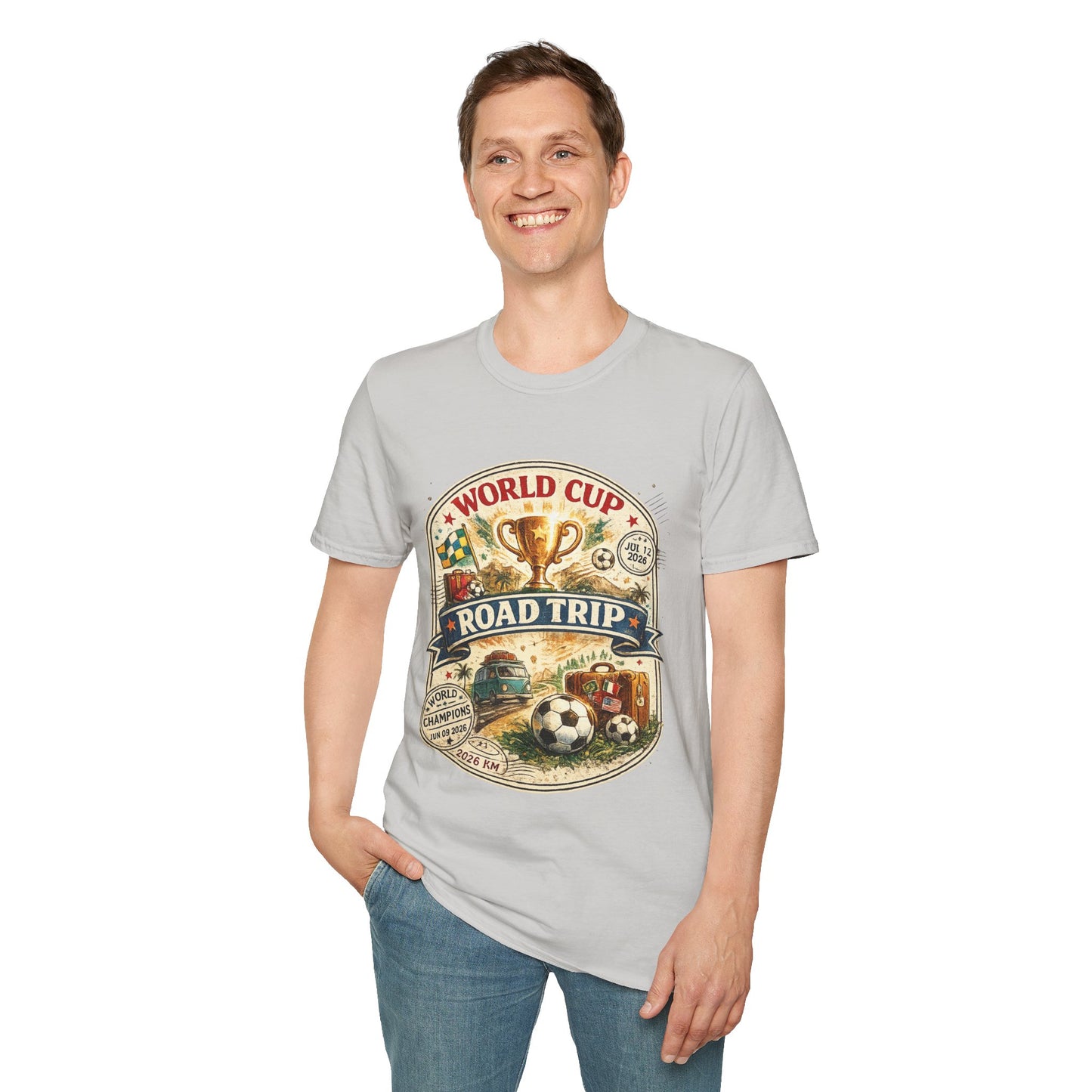 World Cup Road Trip T-Shirt — Vintage Soccer Trophy Design