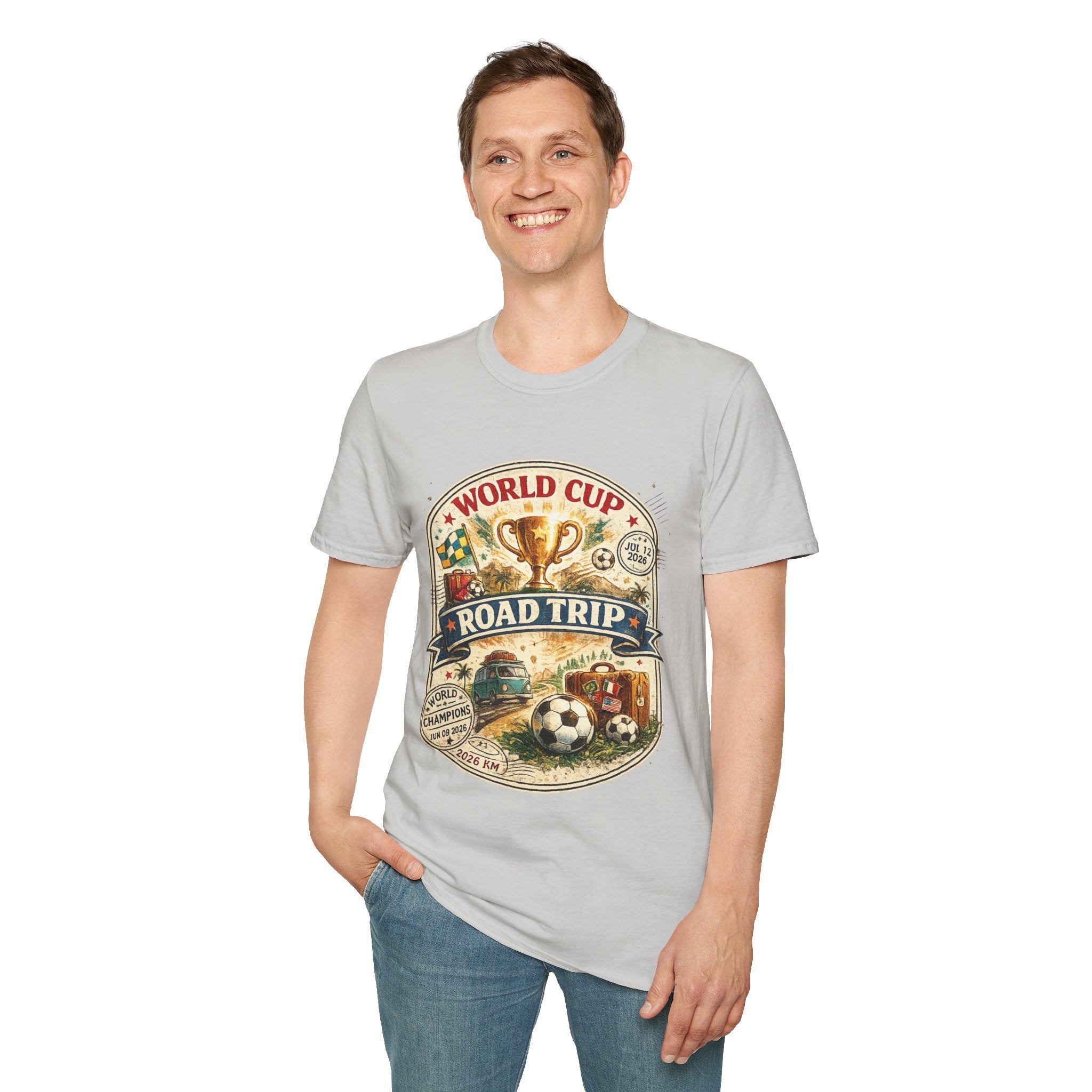 World Cup Road Trip T-Shirt — Vintage Soccer Trophy Design