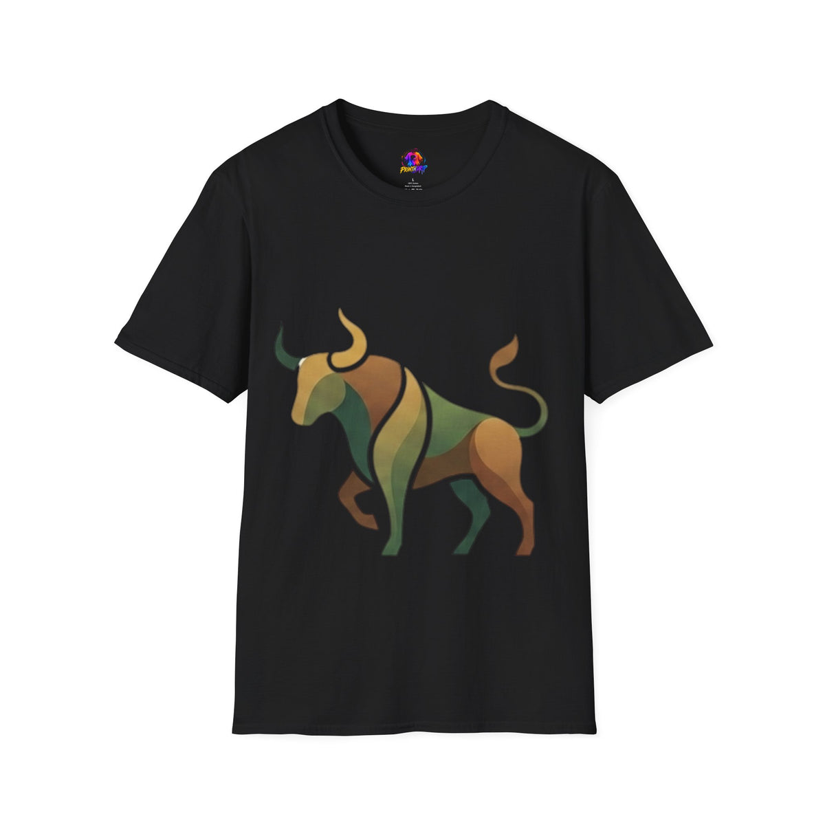 Bull Graphic T-Shirt — Earth Tone Geometric Taurus Design