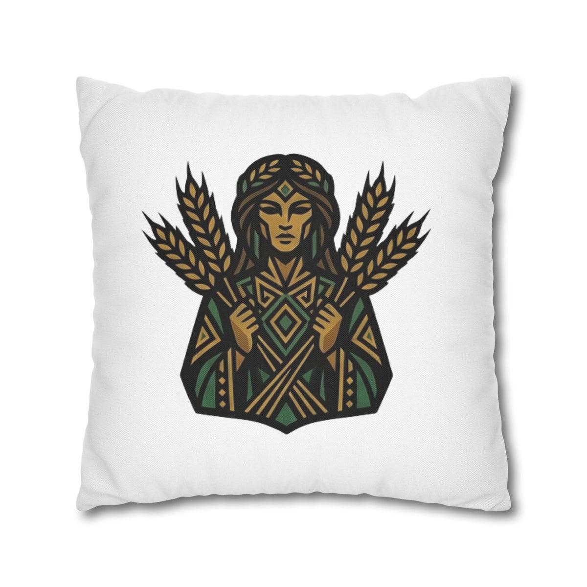 Virgo Harvest Goddess Pillowcase — Boho Wheat Decorative Throw Pillow