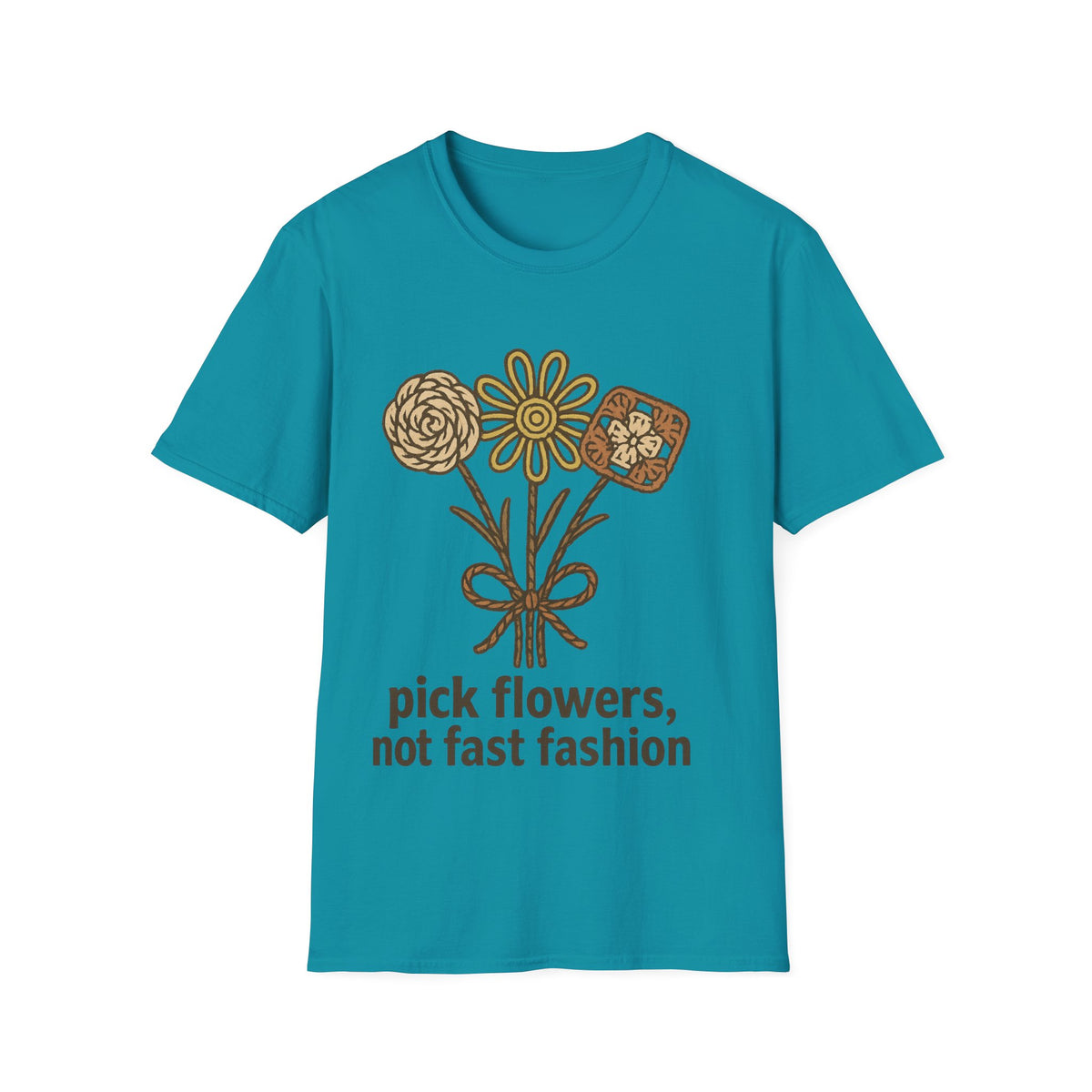 "Pick Flowers Not Fast Fashion" Eco Tee | Botanical Sustainable T-Shirt - Trending Now - September 2026