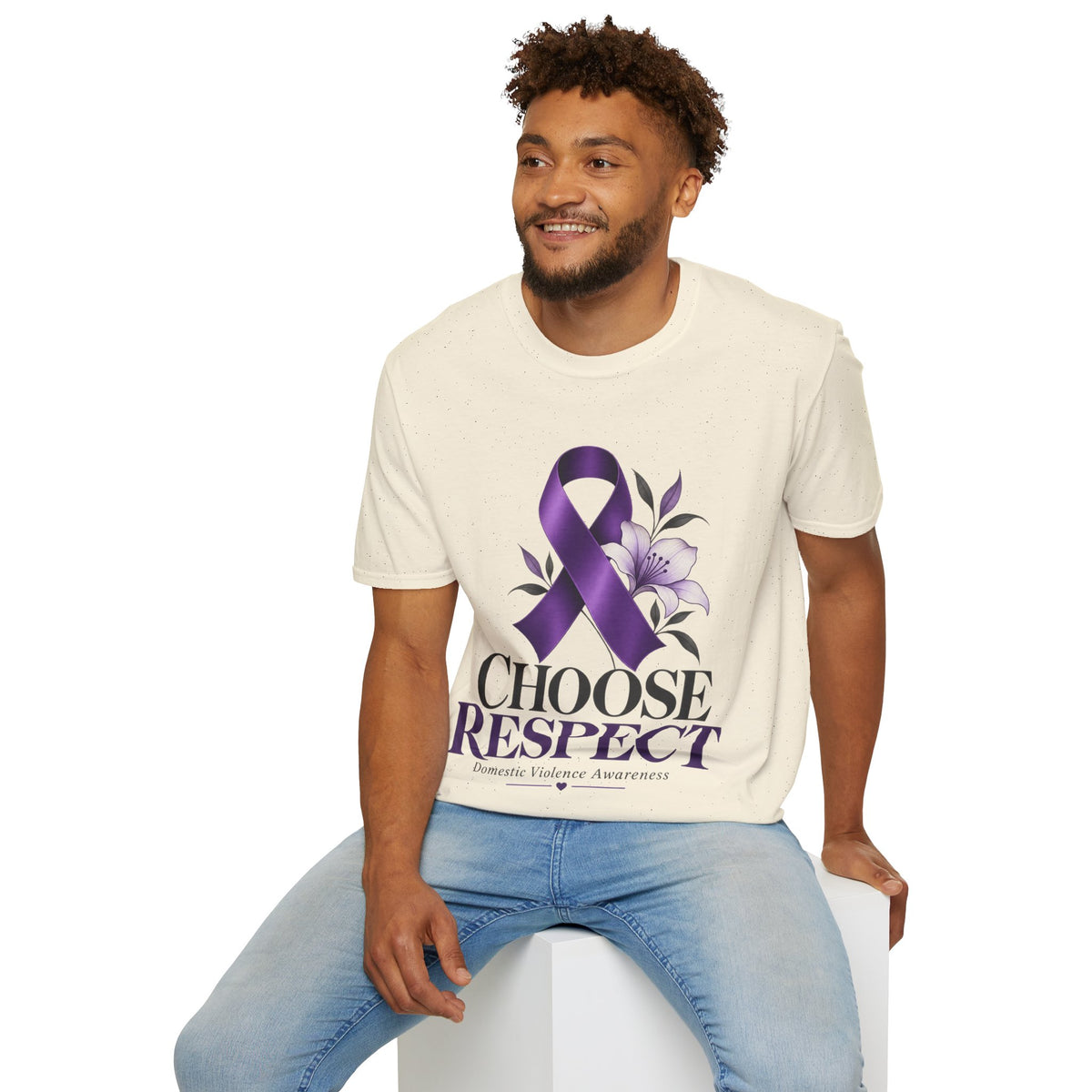 Choose Respect Purple Ribbon T‑Shirt — Domestic Violence Awareness Tee