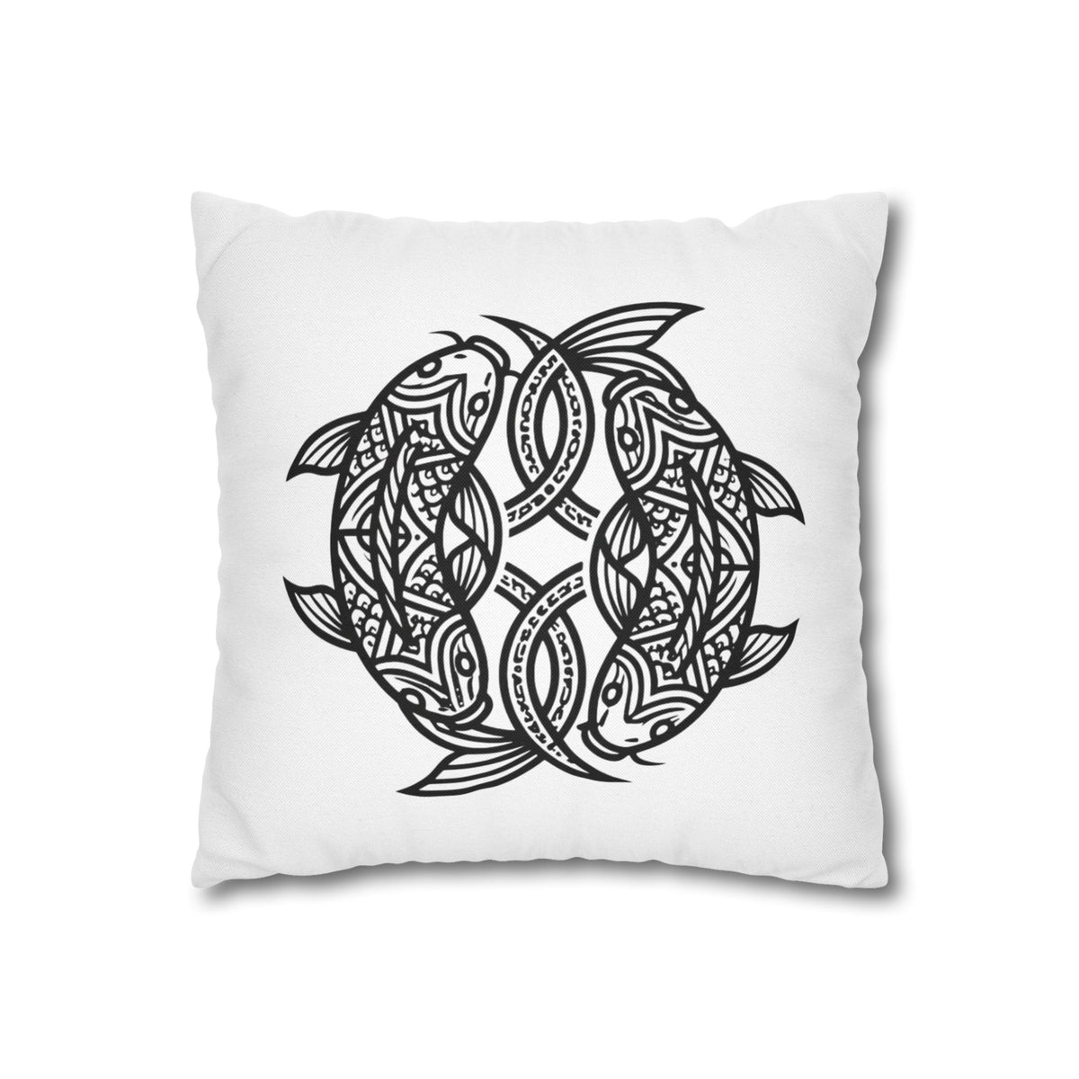 Pisces Celtic Koi Fish Decorative Pillowcase — Tribal Circle Fish Throw Pillow
