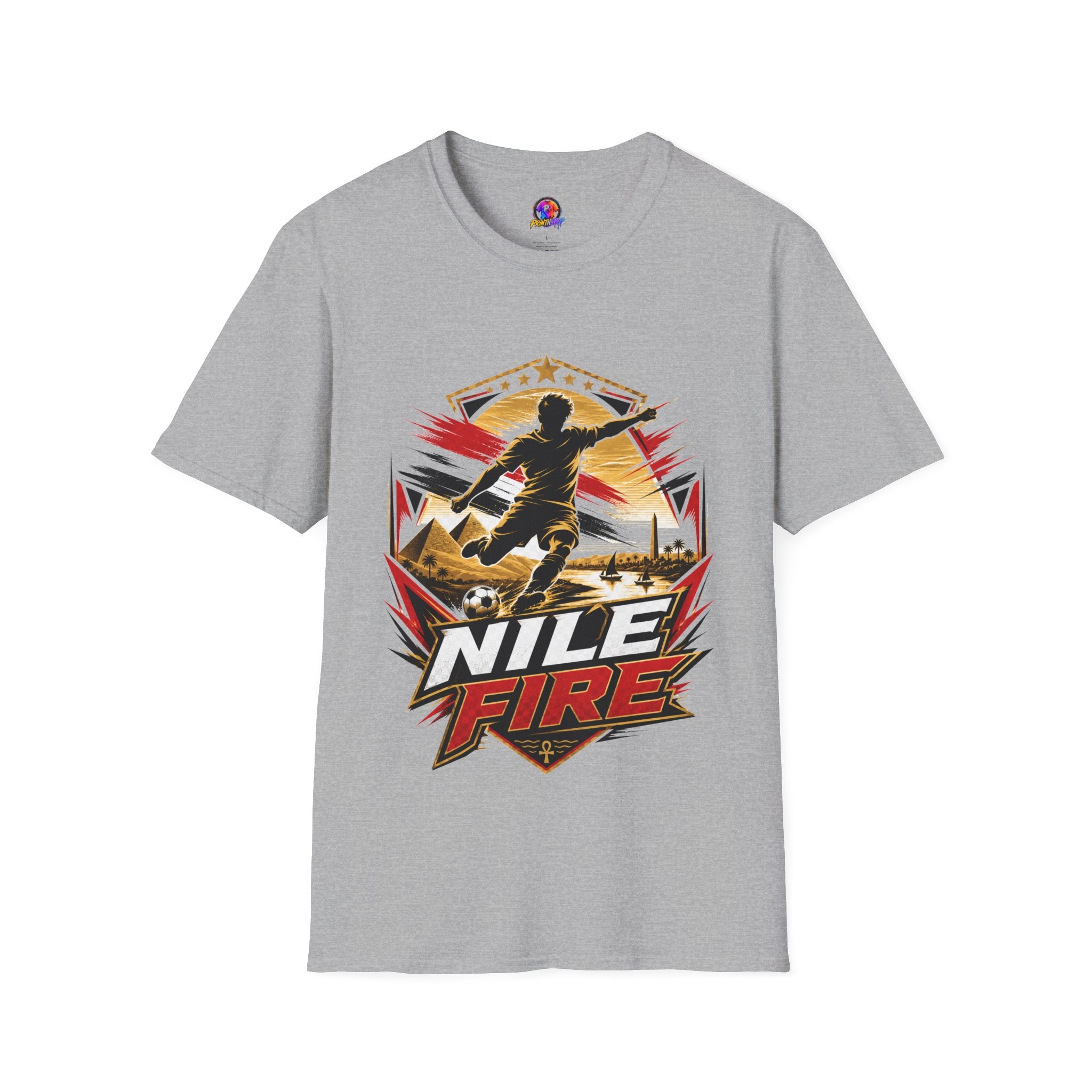 Egypt Soccer Player Nile Fire Graphic T-Shirt — Retro Athletic Team Tee