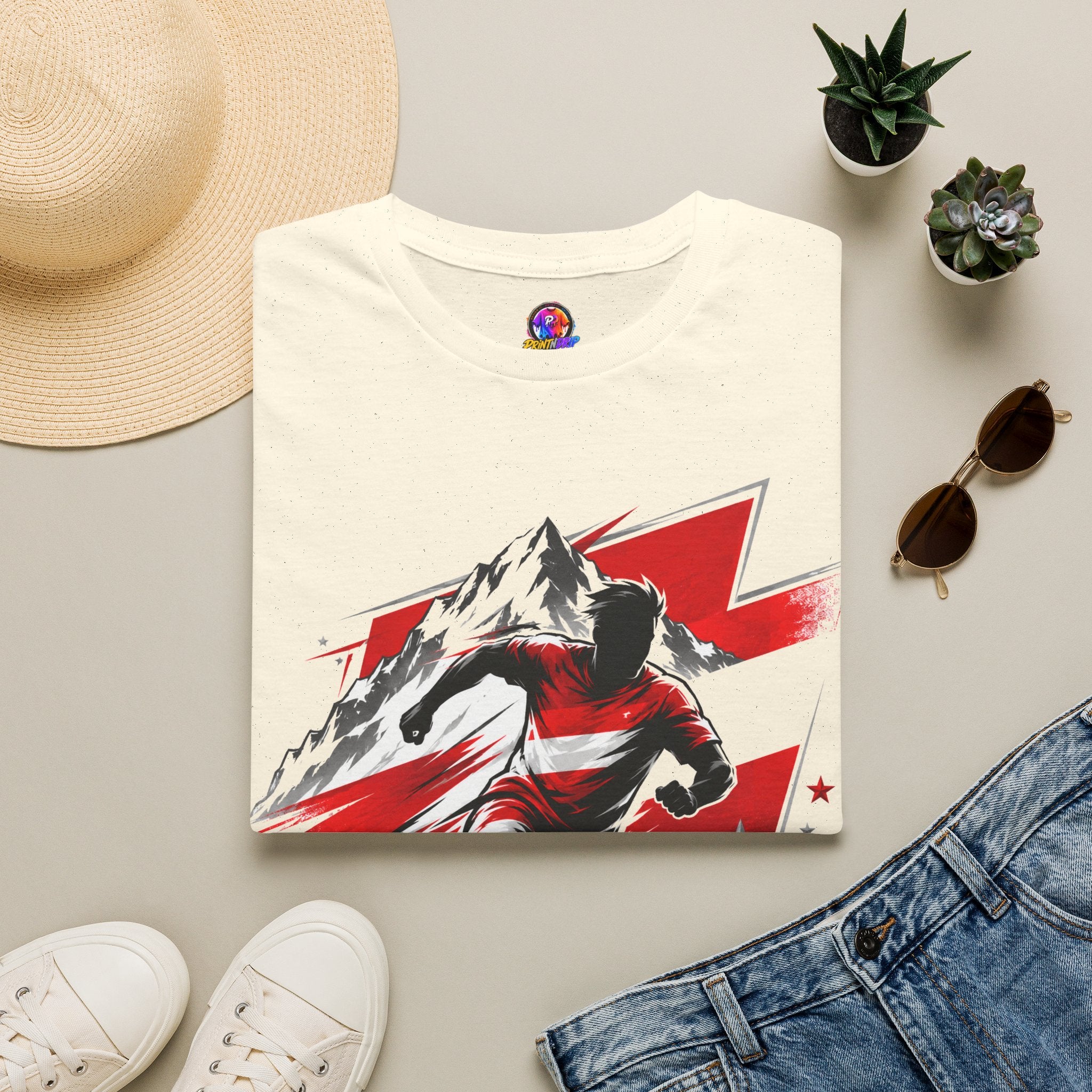 Austria  Alpine Charge Soccer T-Shirt — Mountain Football Graphic Tee -