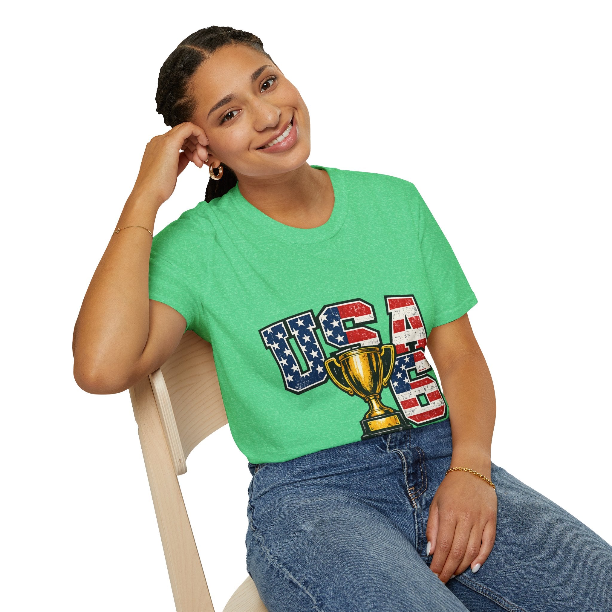USA Trophy T-Shirt — Patriotic American Flag Graphic Tee