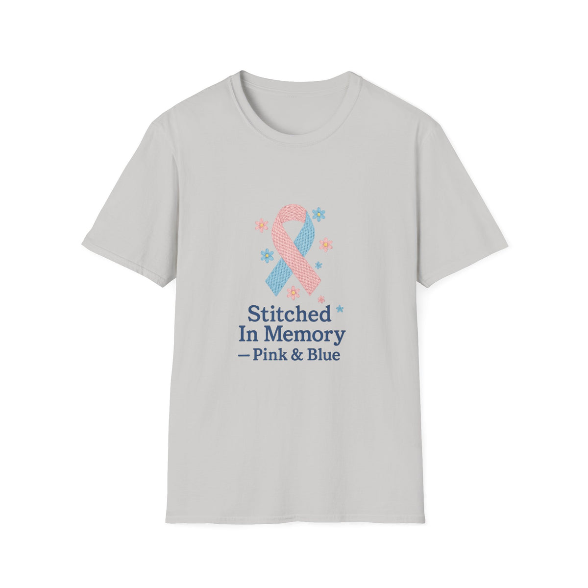 In Memory Pink & Blue Ribbon T-Shirt — "Stitched In Memory" Awareness Tee - Trending Now - October 2026