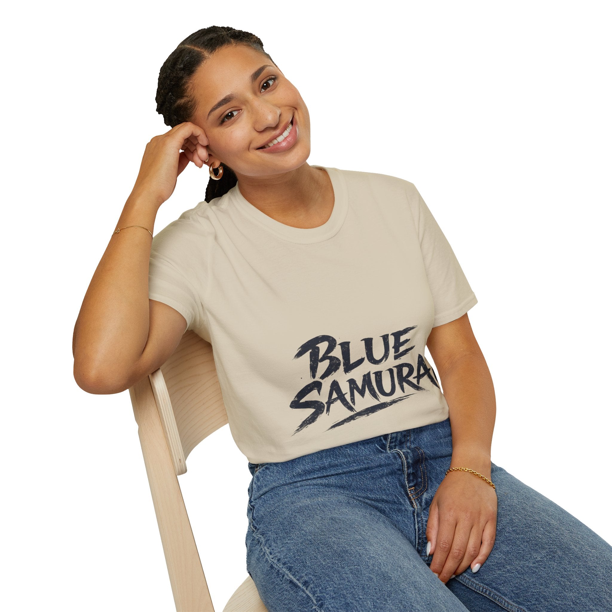 Japan Blue Samurai T-Shirt — Bold Brushstroke Graphic Tee