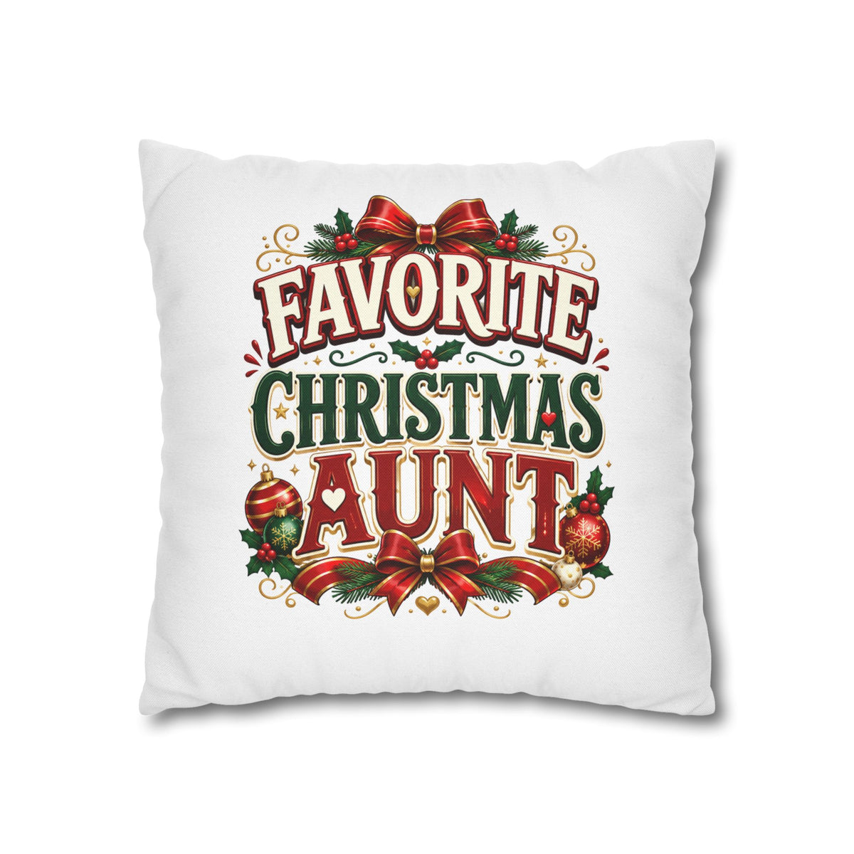 Favorite Christmas Aunt Pillowcase - Festive Holiday Decorative Throw Pillowcase