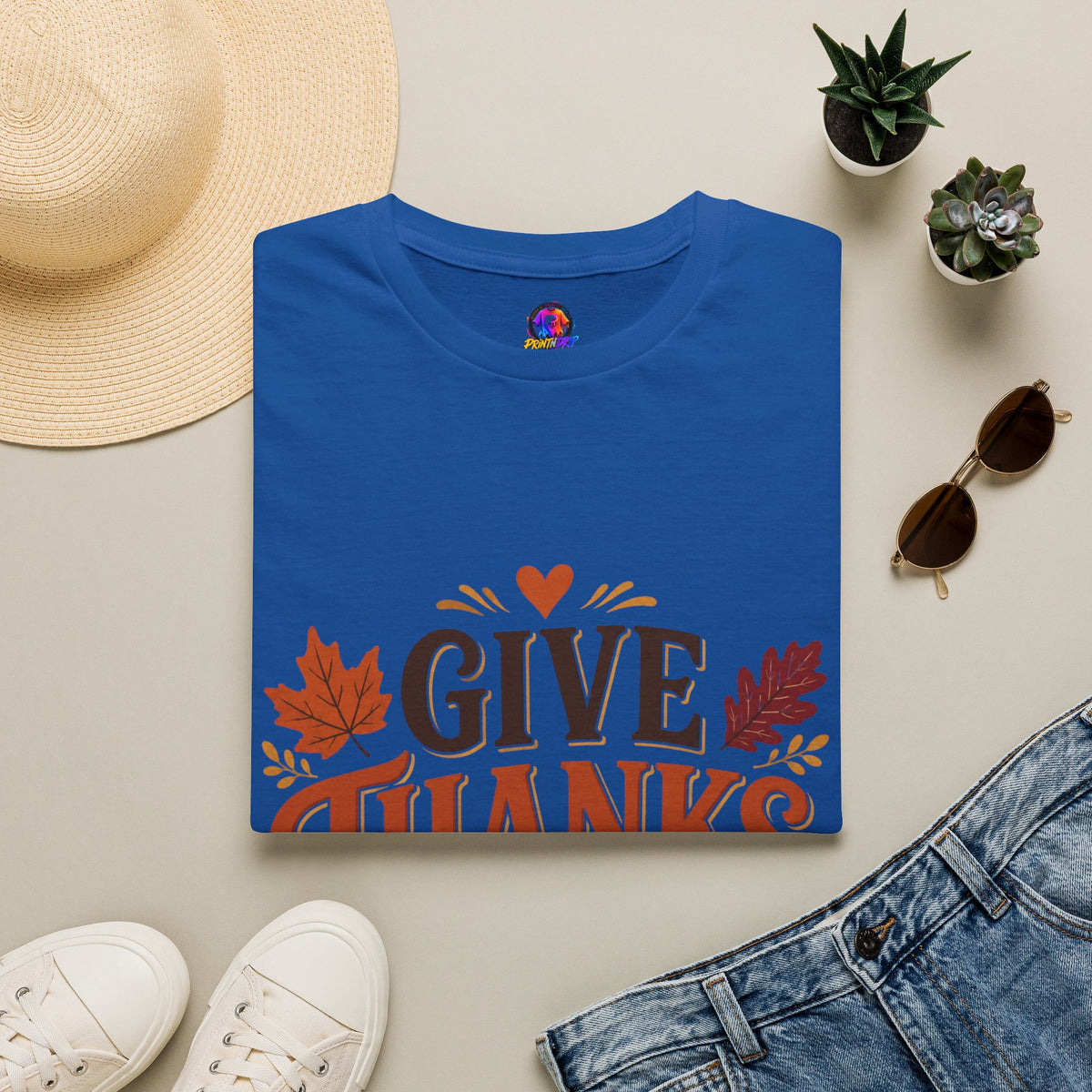 Thanksgiving T-Shirt Give Thanks Always Tee — Thanksgiving Fall Leaves Gratitude T-Shirt