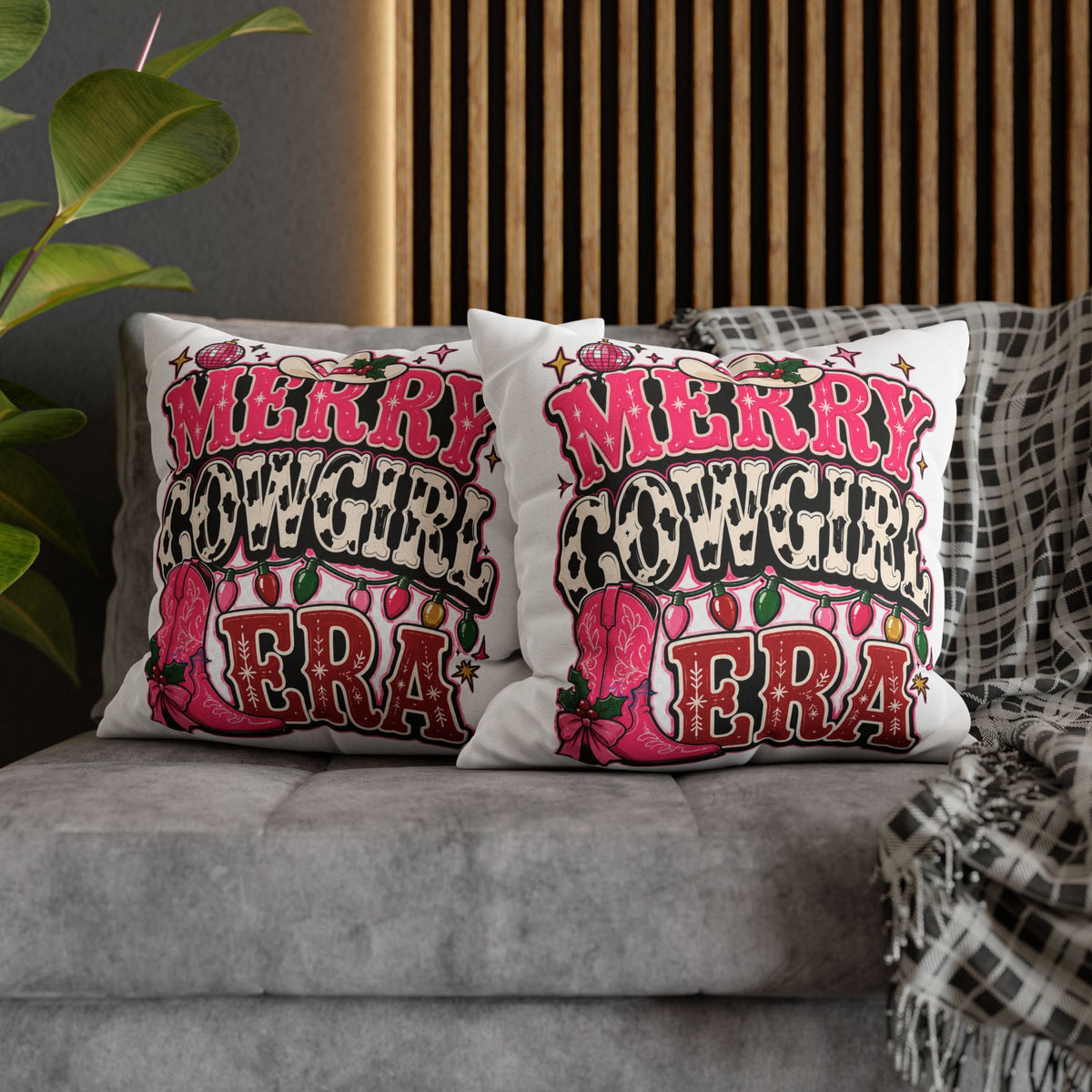 Merry Cowgirl Christmas Pillowcase Modern Day Christmas