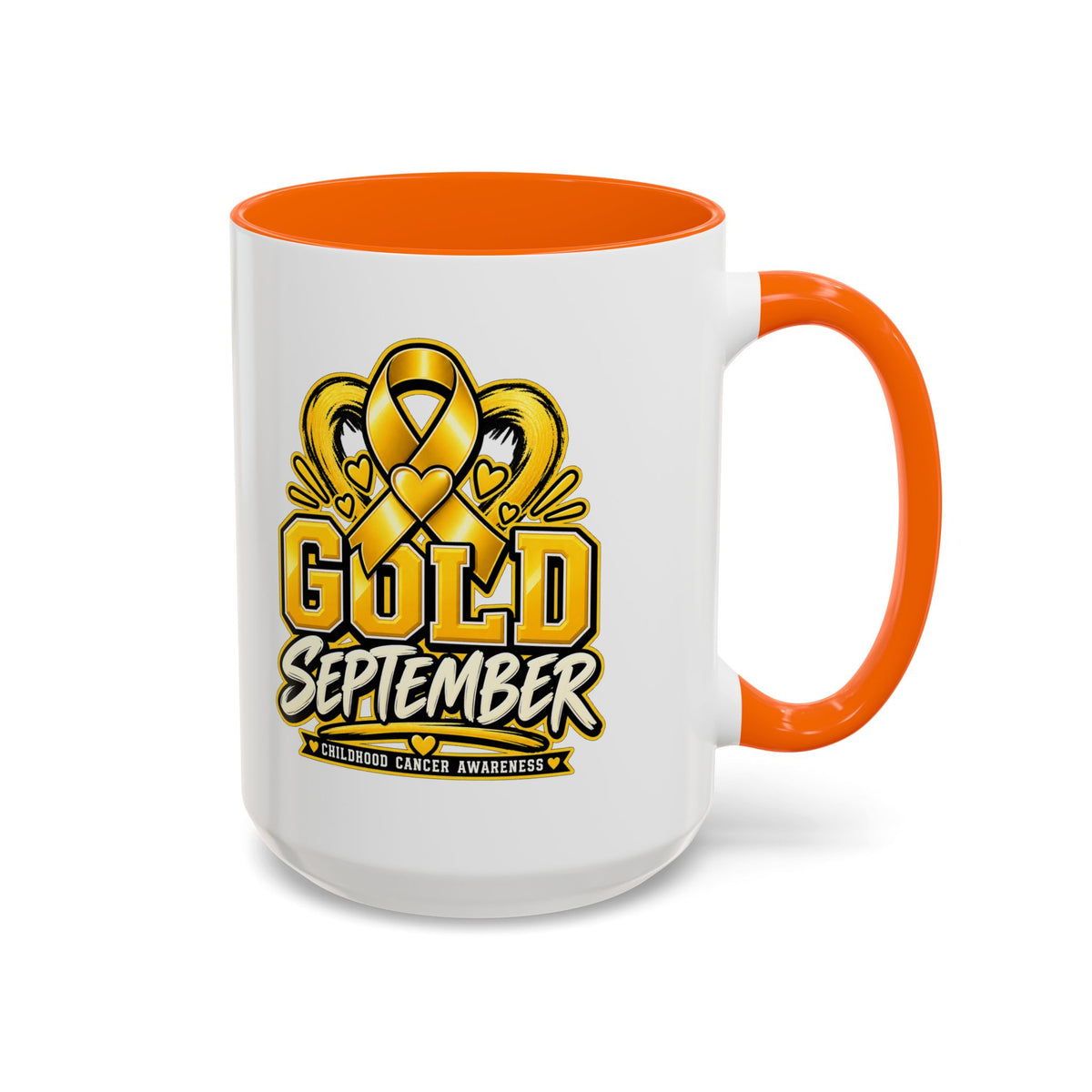 Gold September Coffee Mug — Childhood Cancer Awareness Accent Mug (11/15oz)
