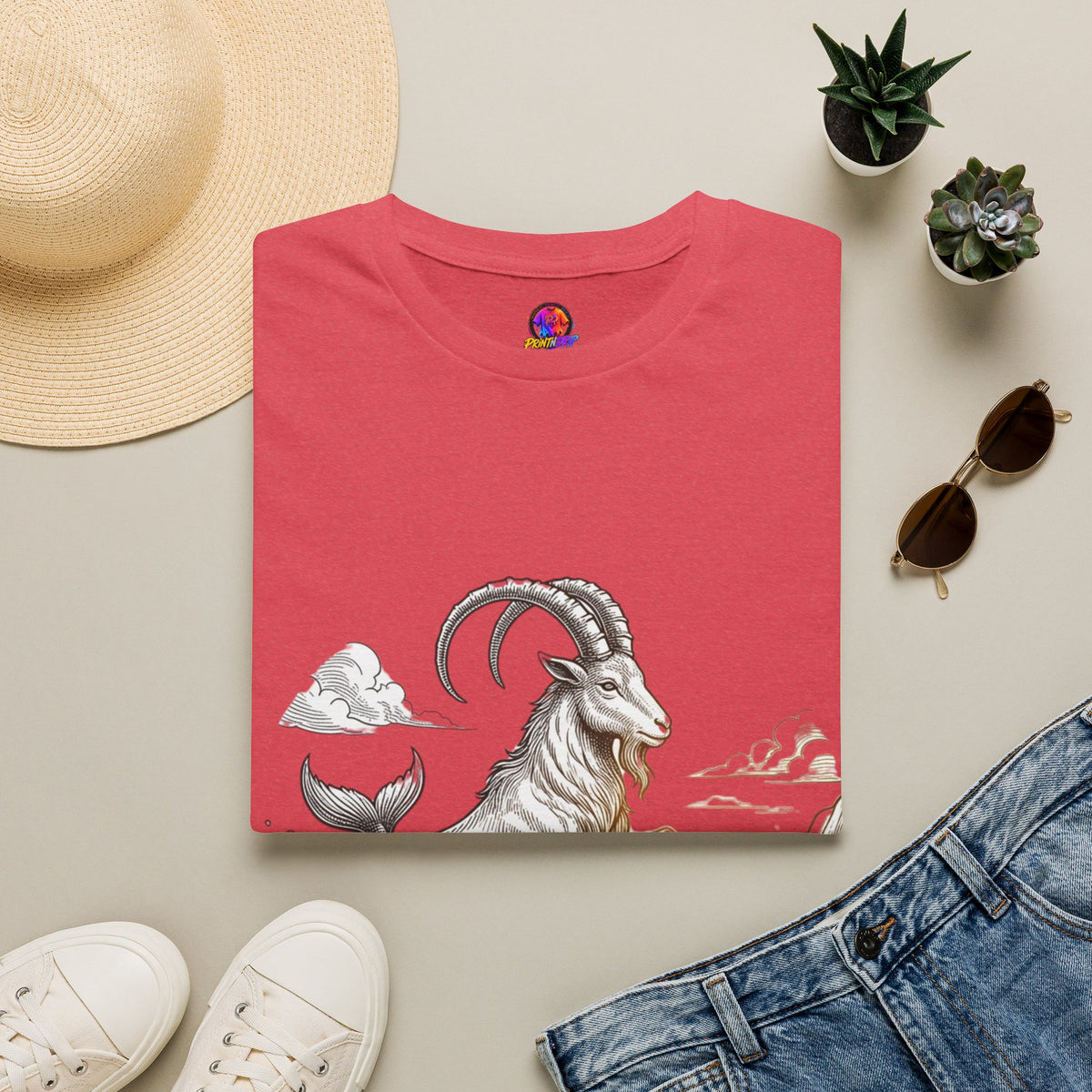 Capricorn Goat-Mermaid T-Shirt — Mythical Sea Goat Zodiac Tee