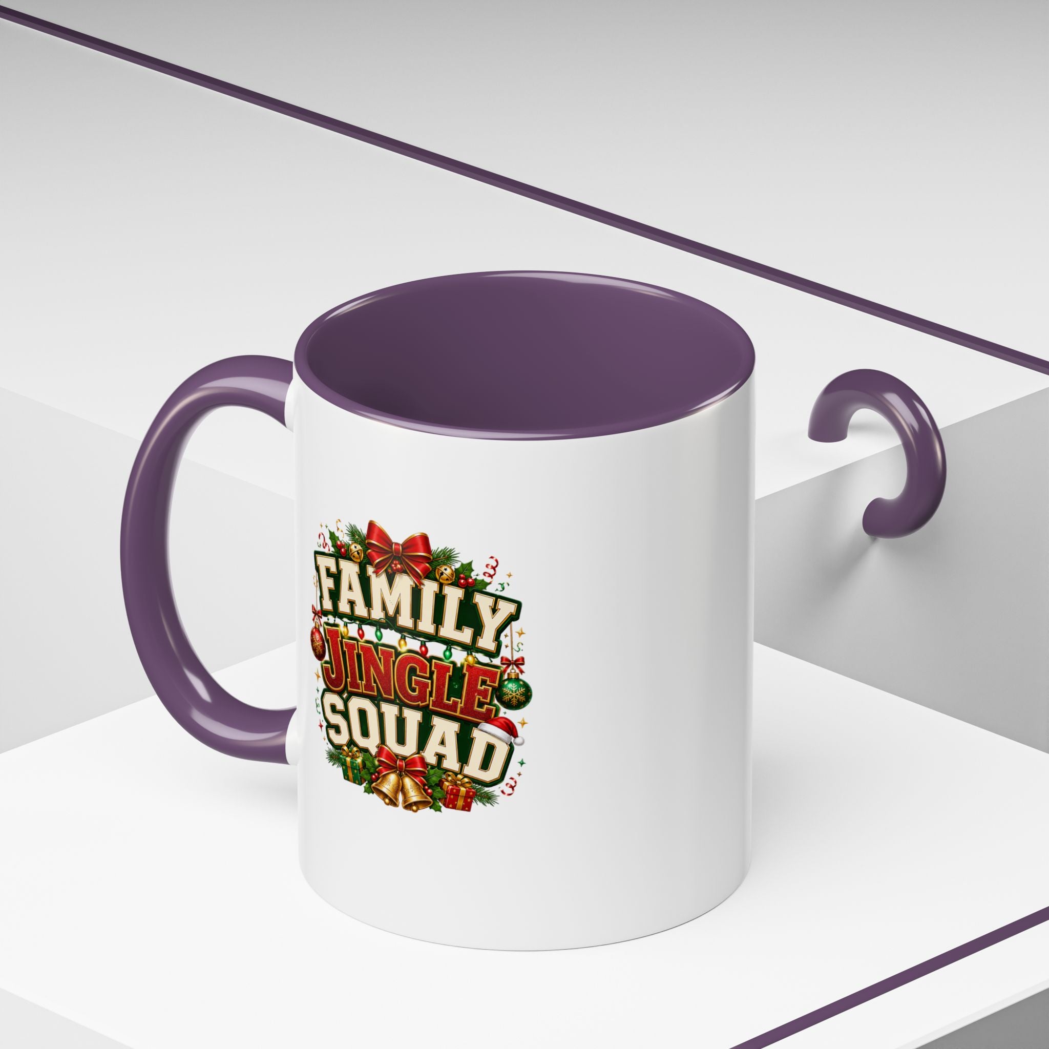 Family Jingle Squad Accent Coffee Mug — Christmas Holiday Coffee Cup