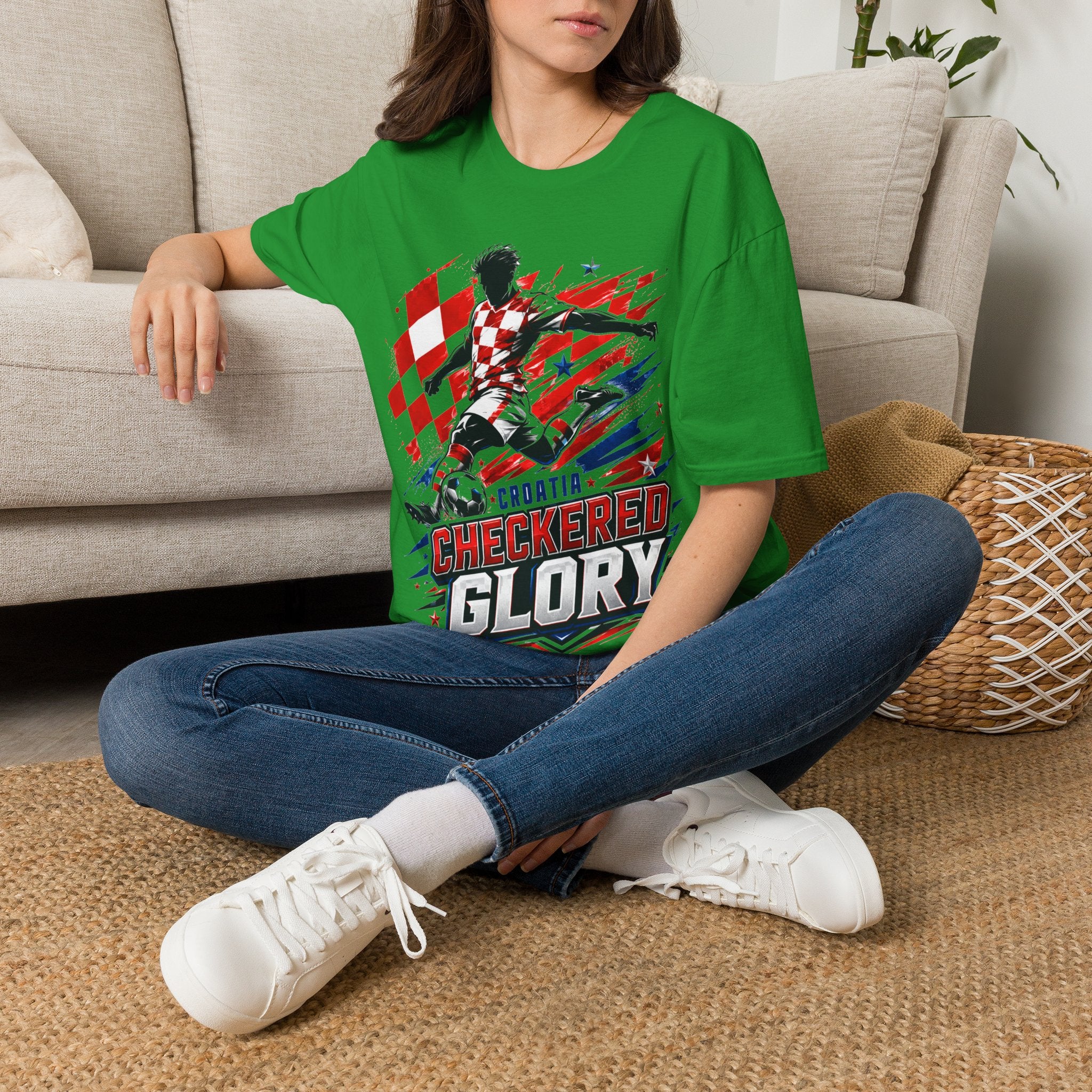 Checkered Glory T-Shirt — Croatia Soccer Fan Tee