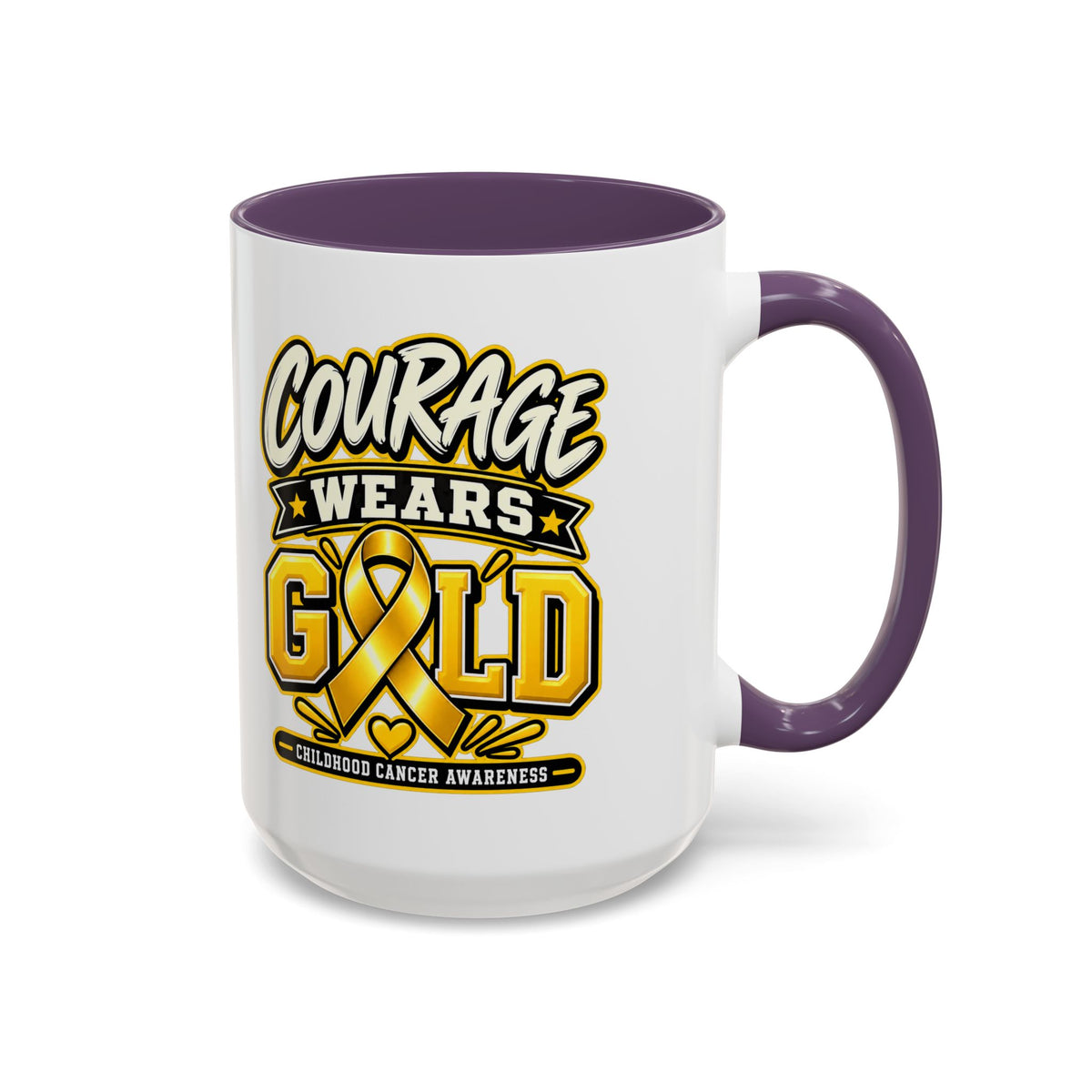 Courage Wears Gold Coffee Mug — Childhood Cancer Awareness Tea Cup