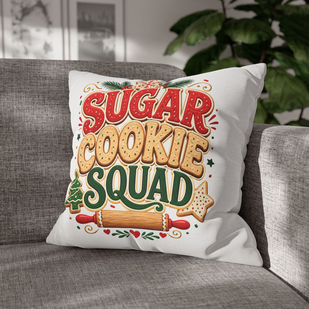 Christmas Sugar Cookie Squad Pillowcase – Festive Christmas Baking Decorative Throw Pillowcase
