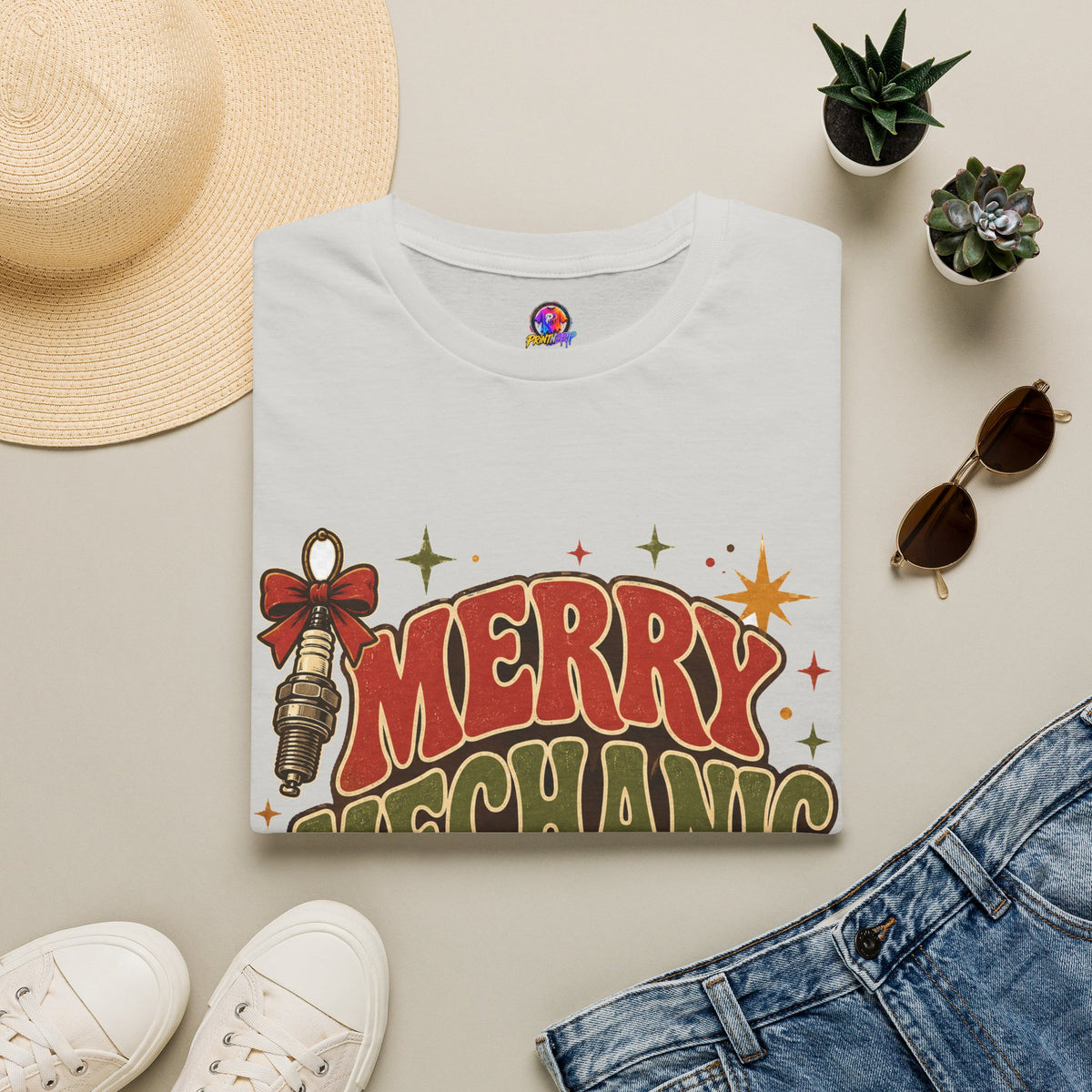 Merry Mechanic Mood T‑Shirt — Retro Holiday Auto Technician Gift