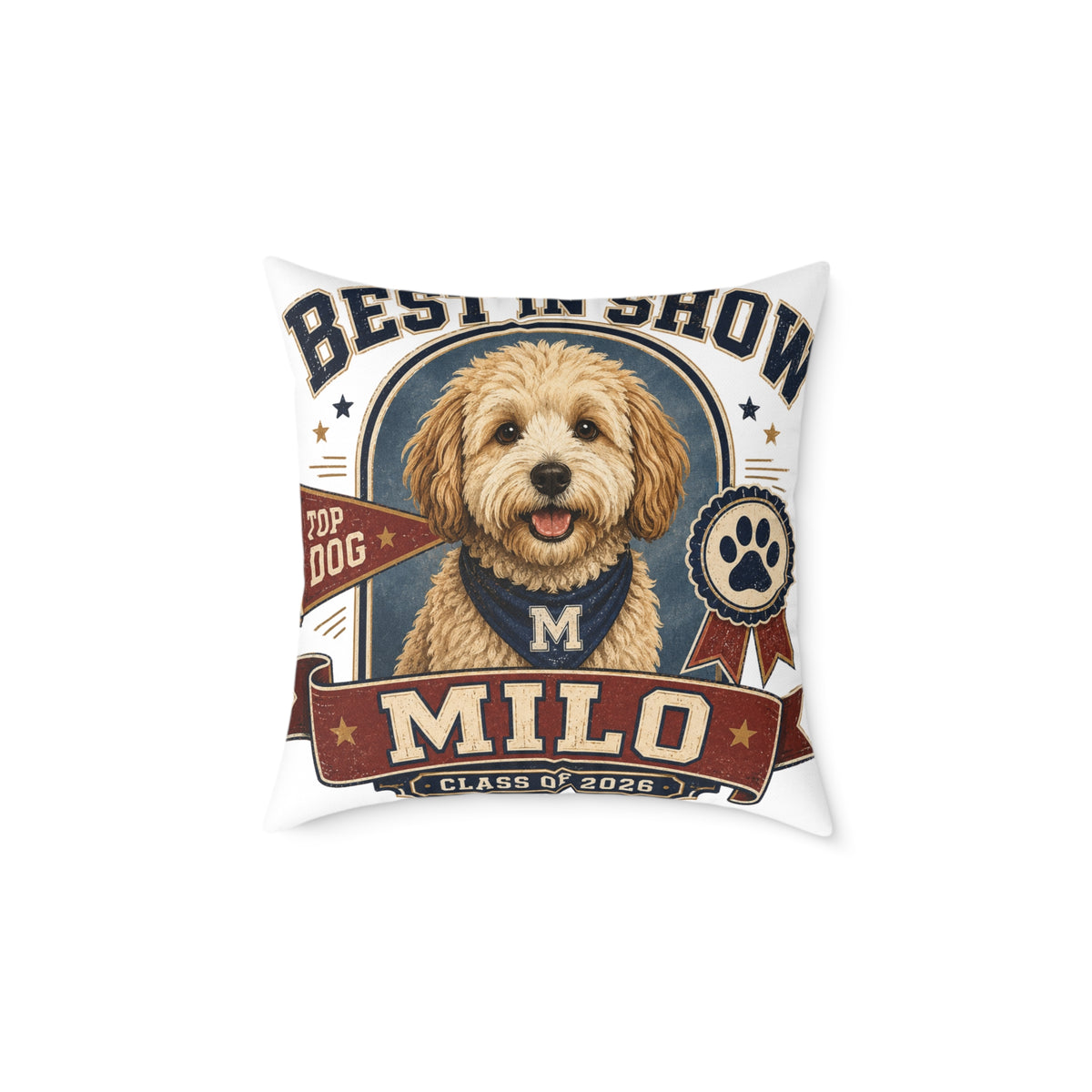 Best in Show Personalized Dog Pillow  Milo Bailey Dog Dad Mom — Milo Name Pet Throw Pillow