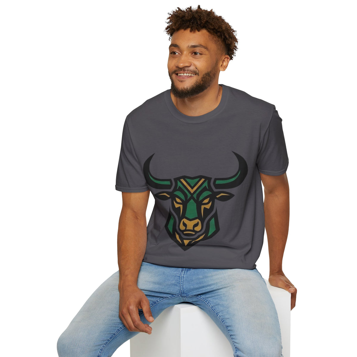 Bull Head Graphic T-Shirt — Tribal Geometric Rodeo Tee