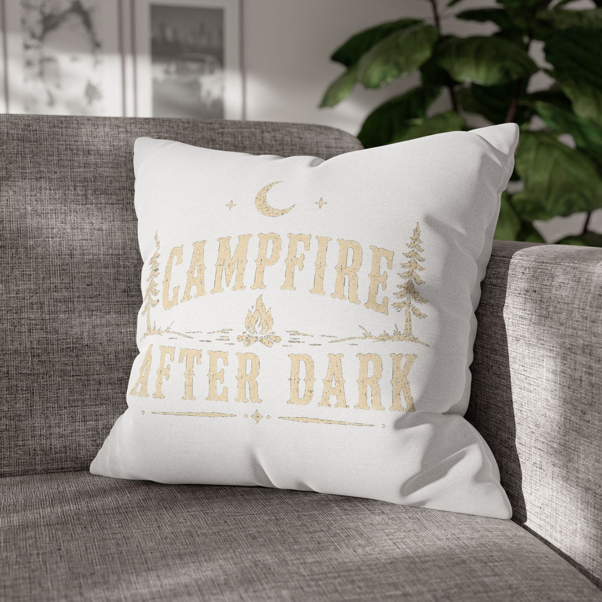 Campfire After Dark Throw Pillowcase Milo Bailey Dog Dad Mom – Rustic Outdoor Camping Accent