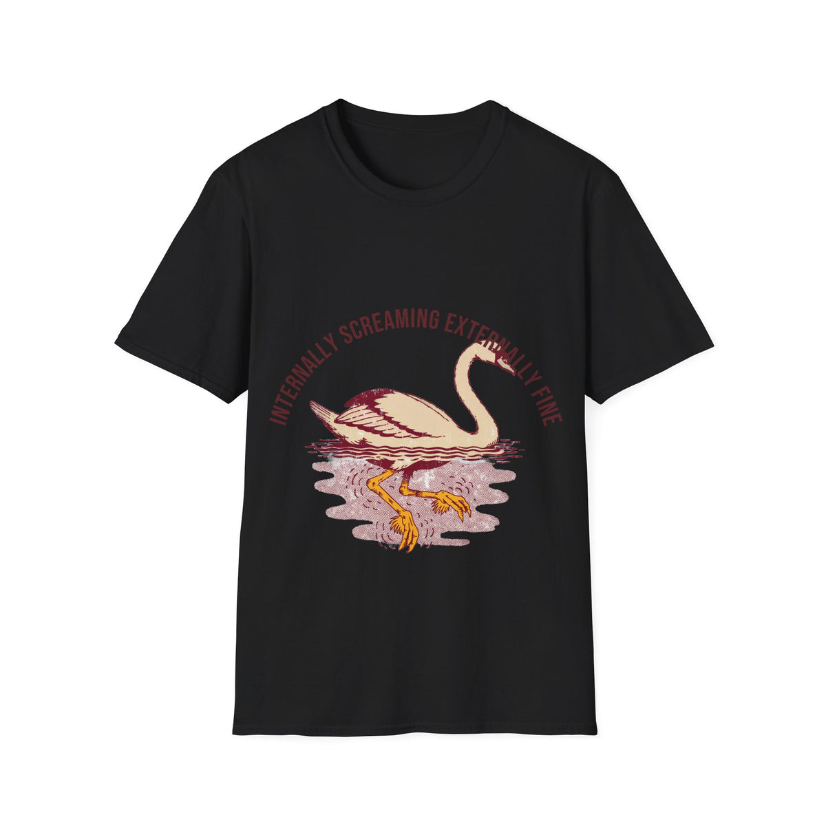 "Internally Screaming Externally Fine" Flamingo Graphic Tee - Funny Anxious Animal White T-Shirt - Trending Now - September 2026