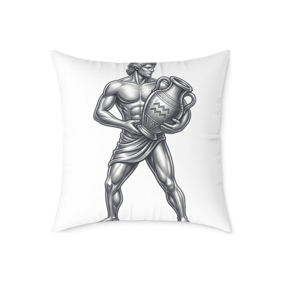 Aquarius Zodiac Pillow — Silver Water-Bearer Decorative Square Throw Pillow