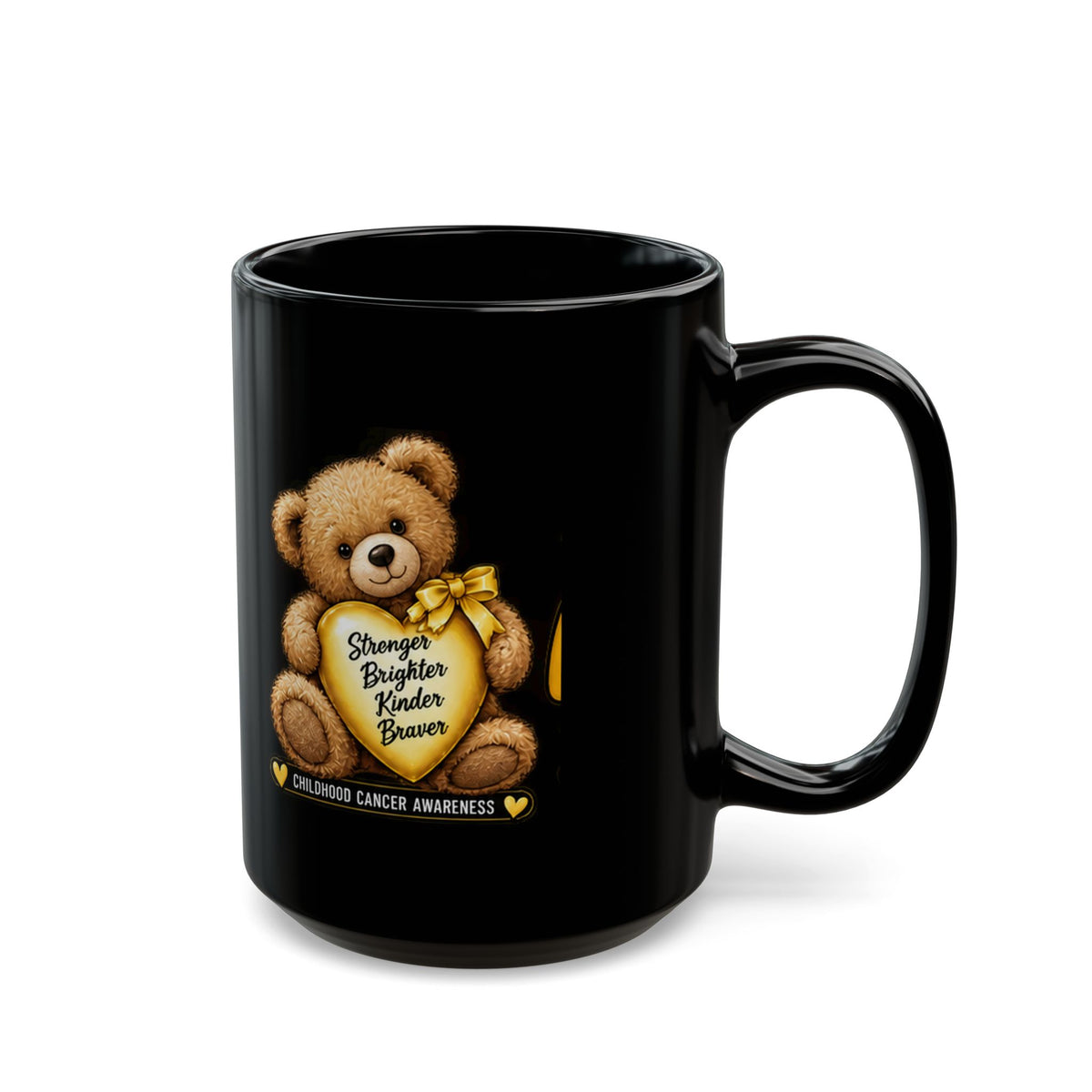 Childhood Cancer Awareness Teddy Bear Black Mug (11oz/15oz)