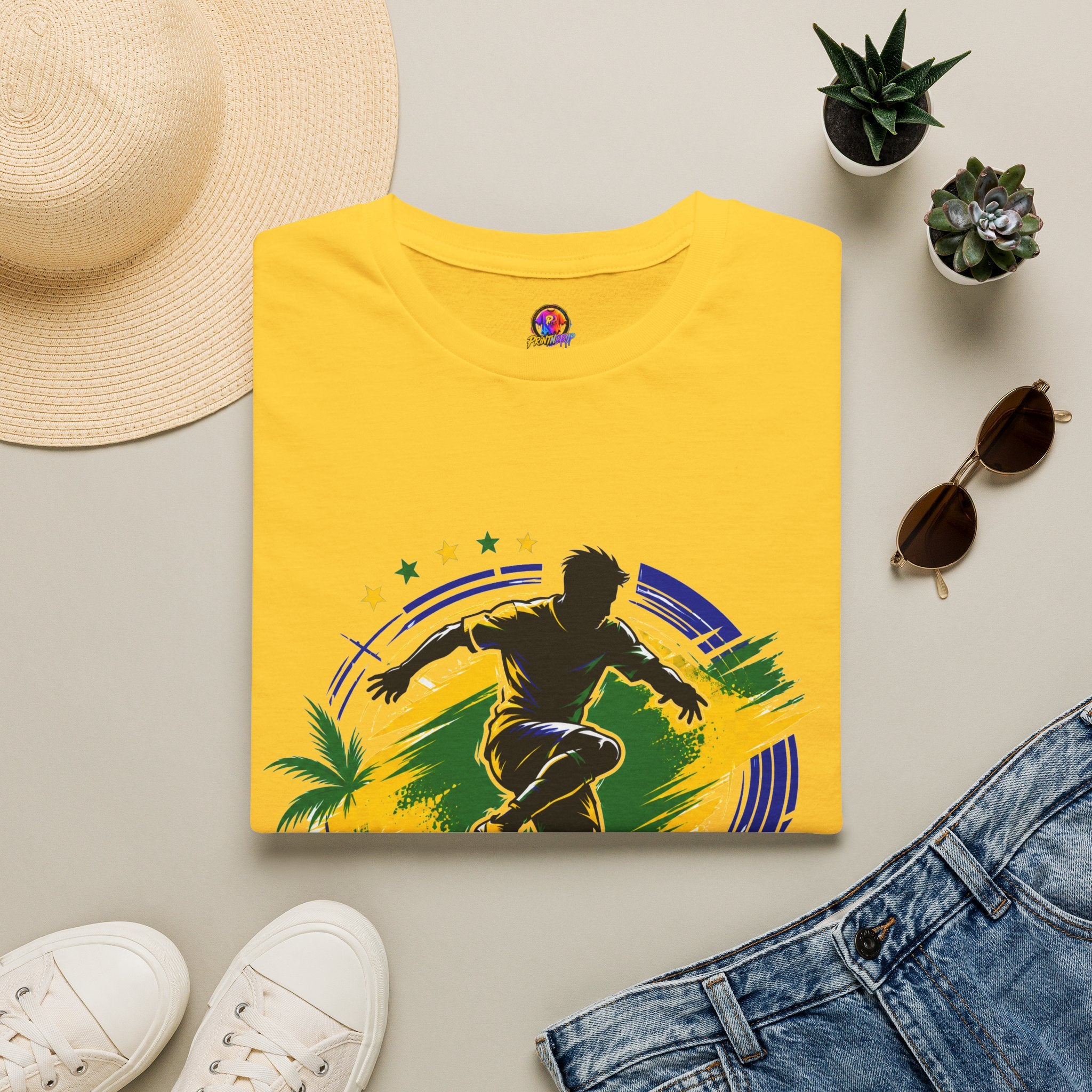 Brazil  Samba Strike Soccer T-Shirt — Brazilian Football Player Graphic Tee