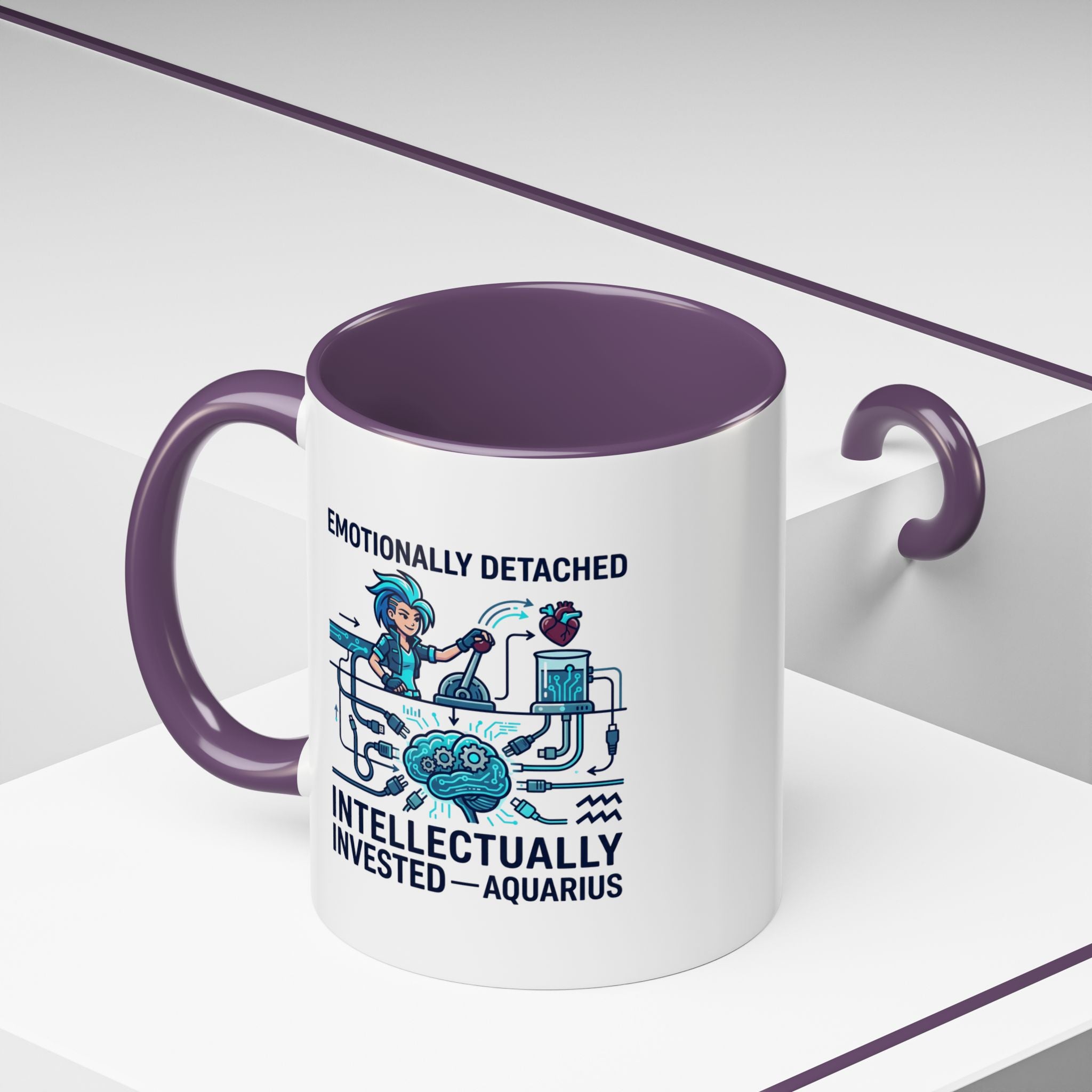 Aquarius Coffee Mug - "Emotionally Detached, Intellectually Invested" Accent Mug 11oz