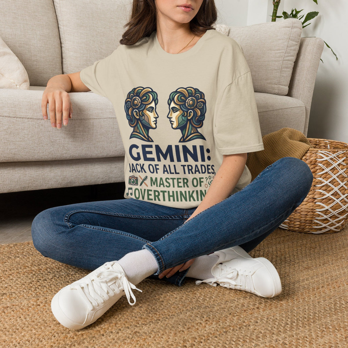Gemini Zodiac T‑Shirt — Vintage Twins Astrology Tee ("Gemini: Jack of All Trades")