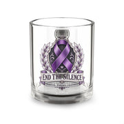 End The Silence Purple Ribbon Glass Mug — Domestic Violence Awareness 10oz