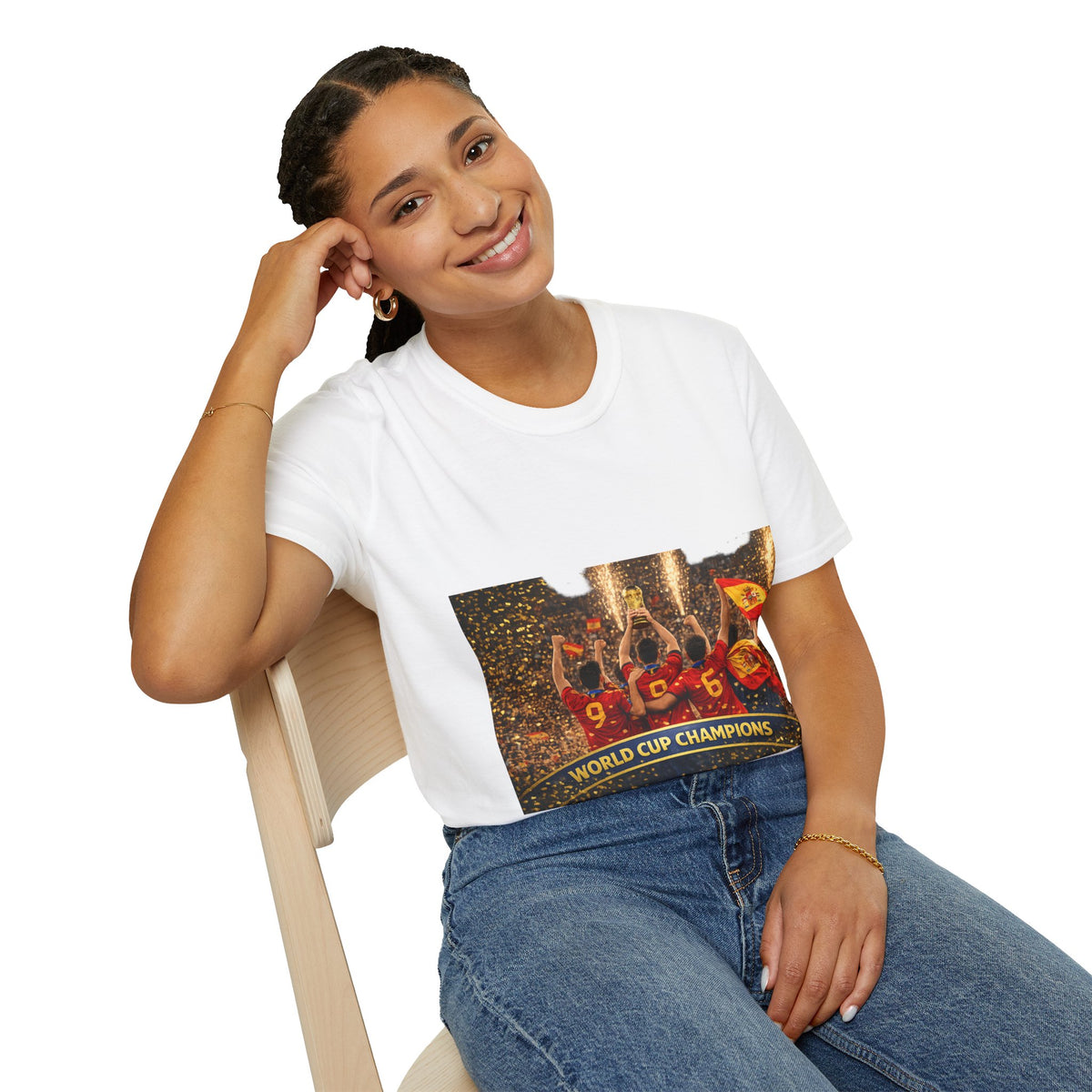 Spain World Cup Champions T‑Shirt — Soccer Trophy Celebration Tee