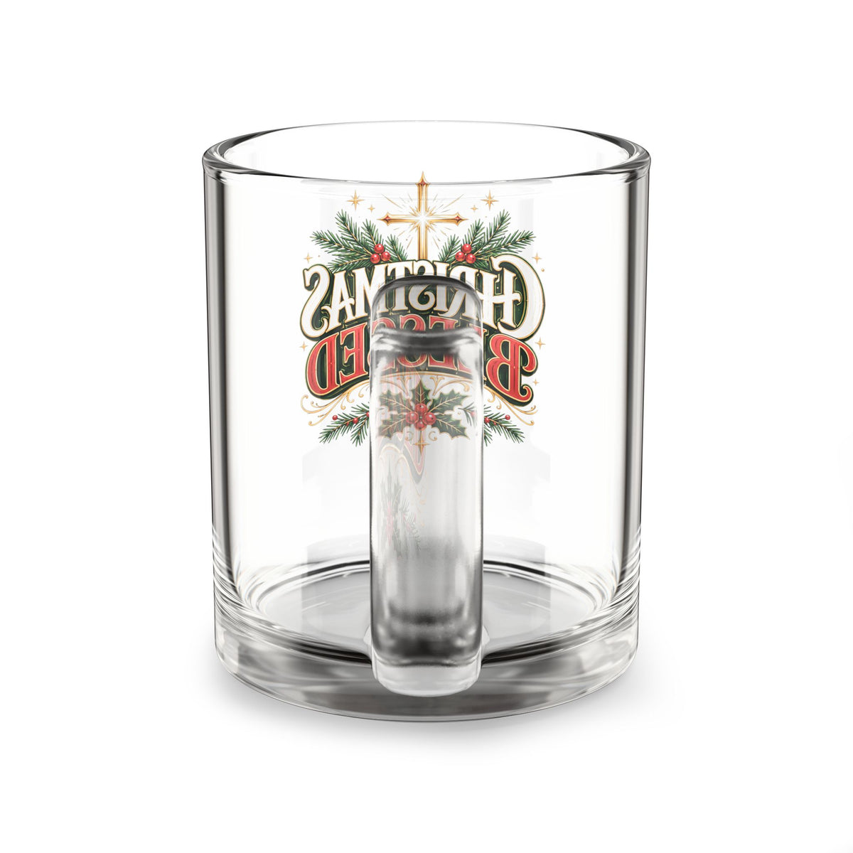 Christmas Glass Mug 10 oz Christmas Blessed Glass Mug — 10oz Holiday Coffee & Tea Cup