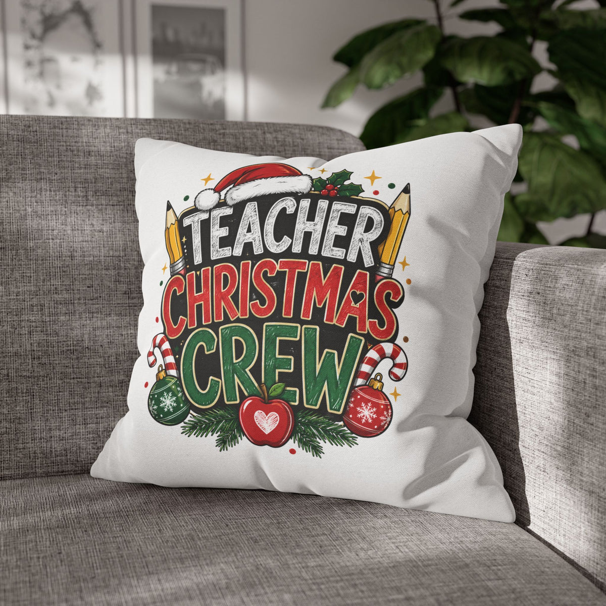 Teacher Christmas Crew Pillowcase — Festive Holiday Gift for Teachers