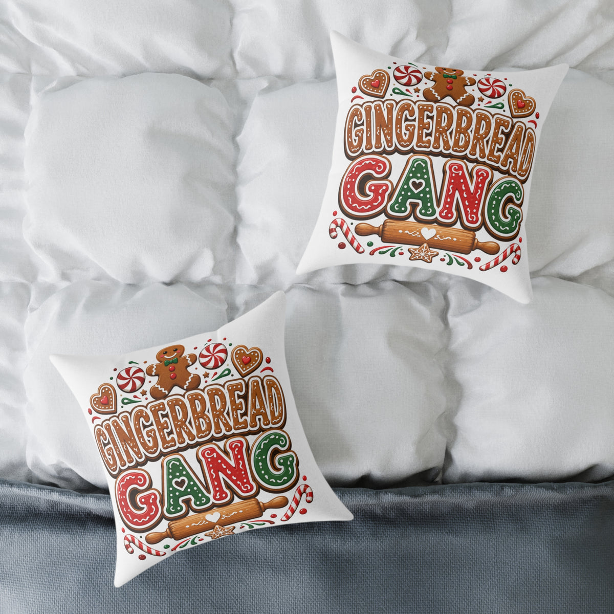 Christmas Gingerbread Gang Holiday Throw Pillow