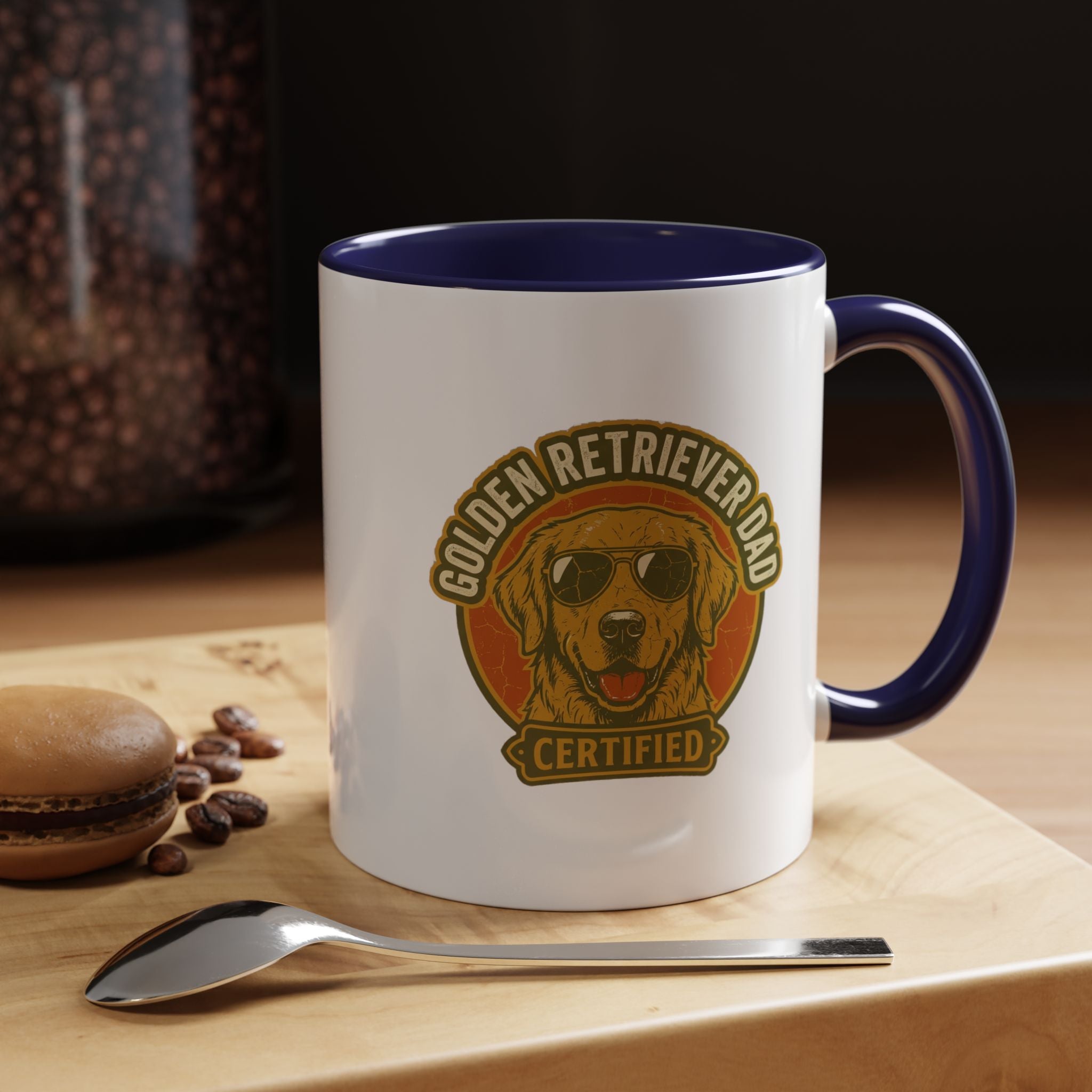 Funny Golden Retriever Dad Coffee Mug — "Certified" Dog Dad Accent Mug