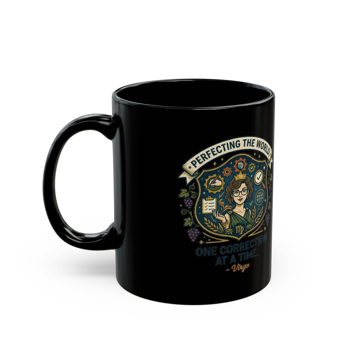 Virgo Zodiac Mug Correctional Officer Mug — "Perfecting the World One Correction at a Time" Black Coffee Cup