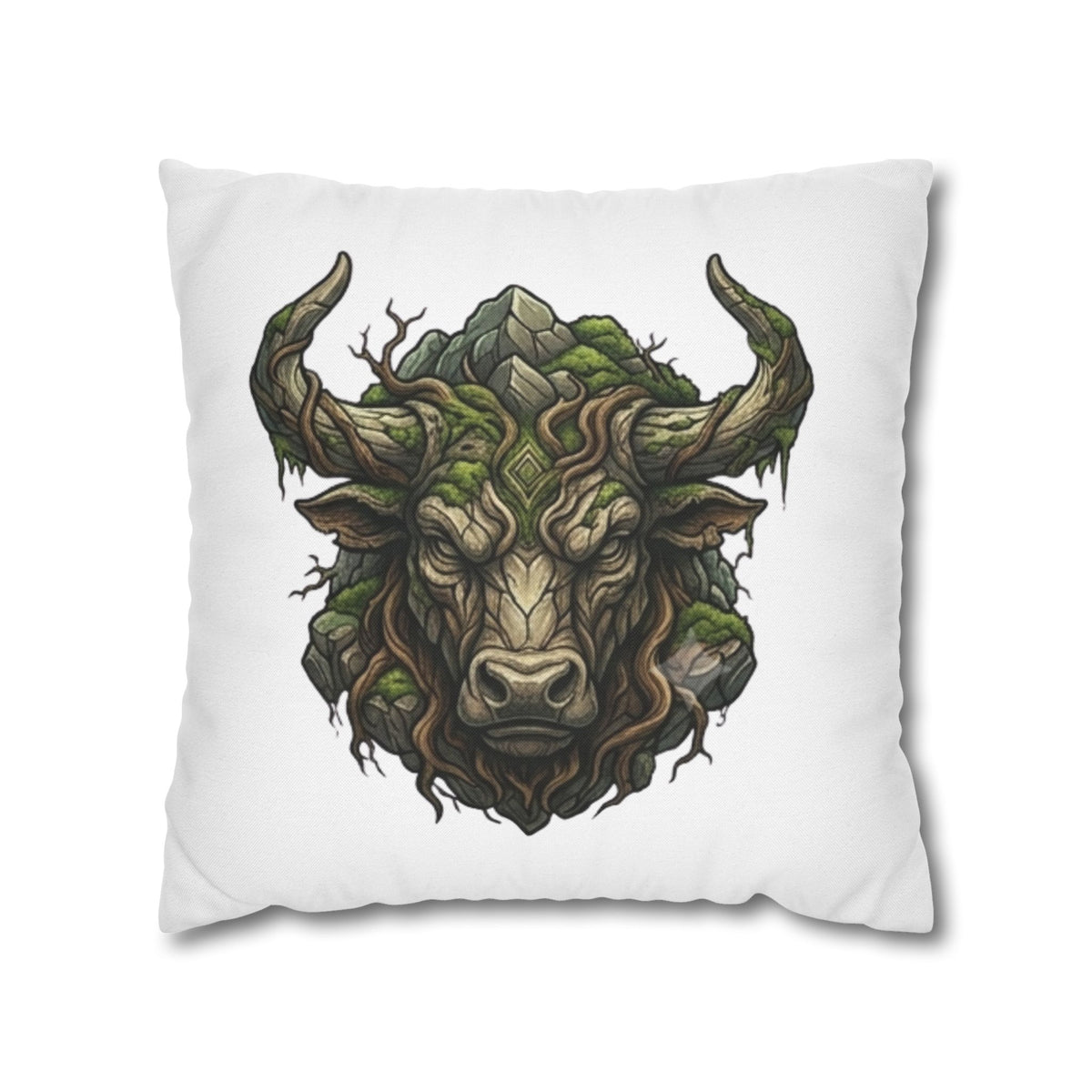 Taurus Forest Bull Decorative Pillowcase — Mythic Woodland Ox Accent Cushion