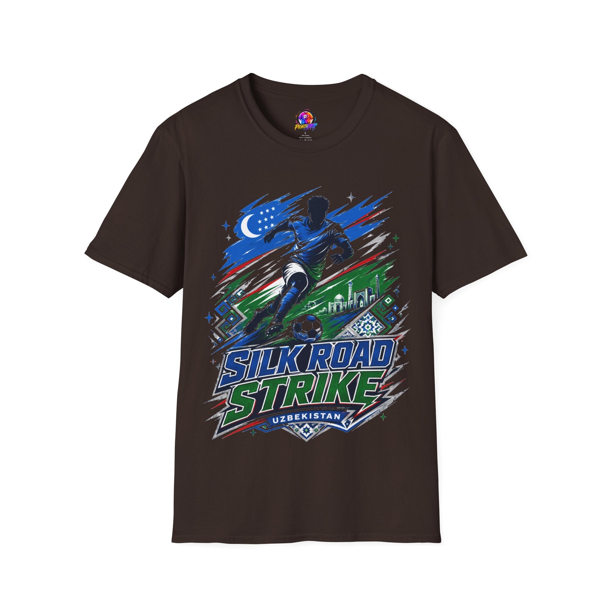 Silk Road Strike Soccer T-Shirt — Uzbekistan Football Graphic Tee