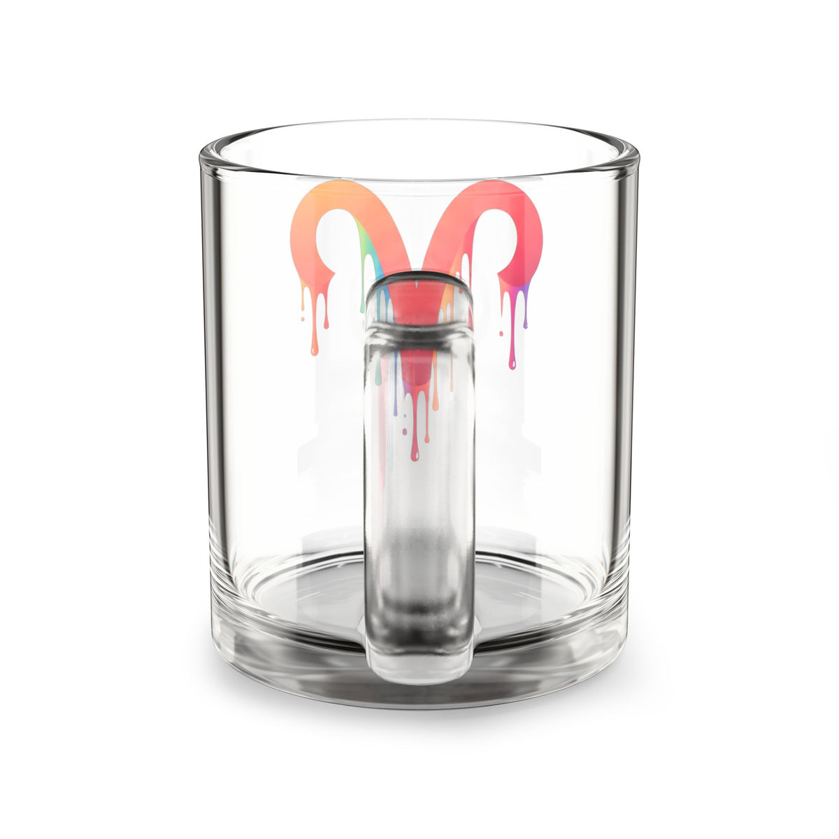 Aries Drip Glass Mug — Colorful Zodiac Coffee Cup (10 oz)