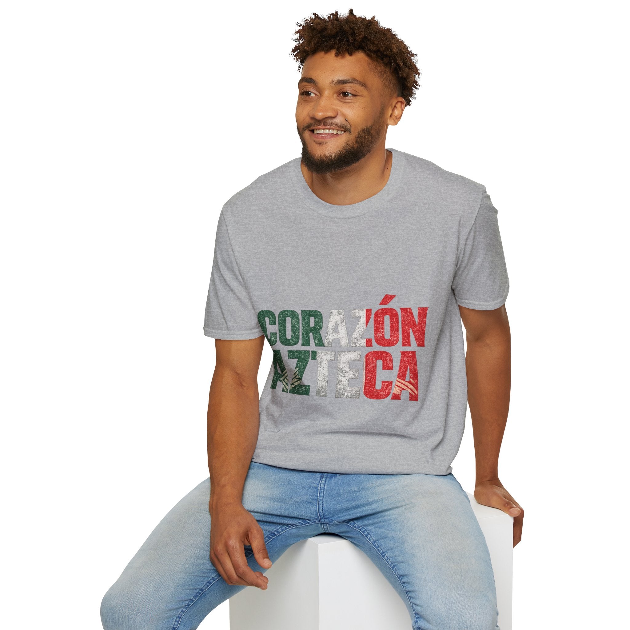 Mexico Corazón Azteca T-Shirt — Mexican Pride Flag Text Tee