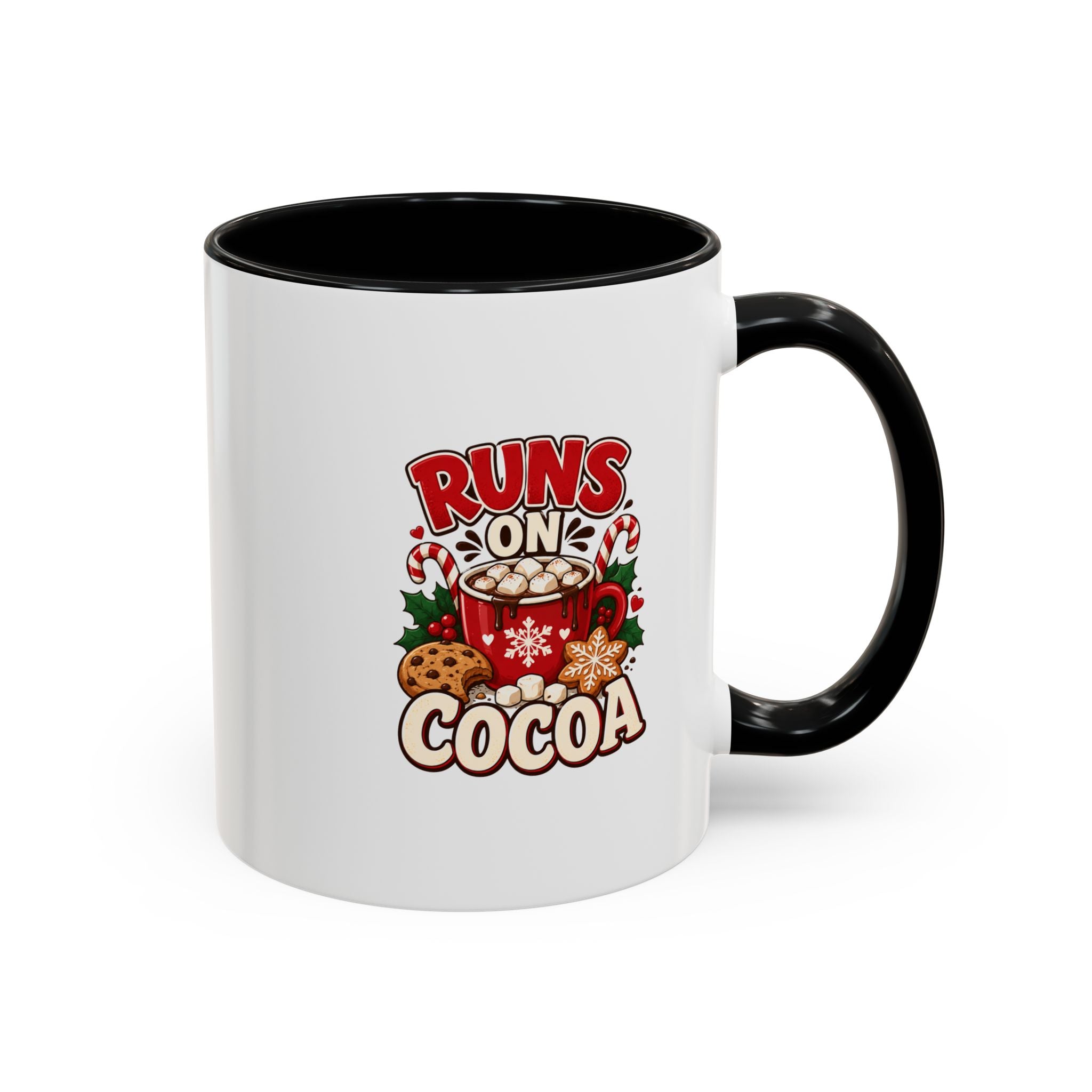 Runs on Cocoa Accent Coffee Mug — Holiday Hot Cocoa Gift