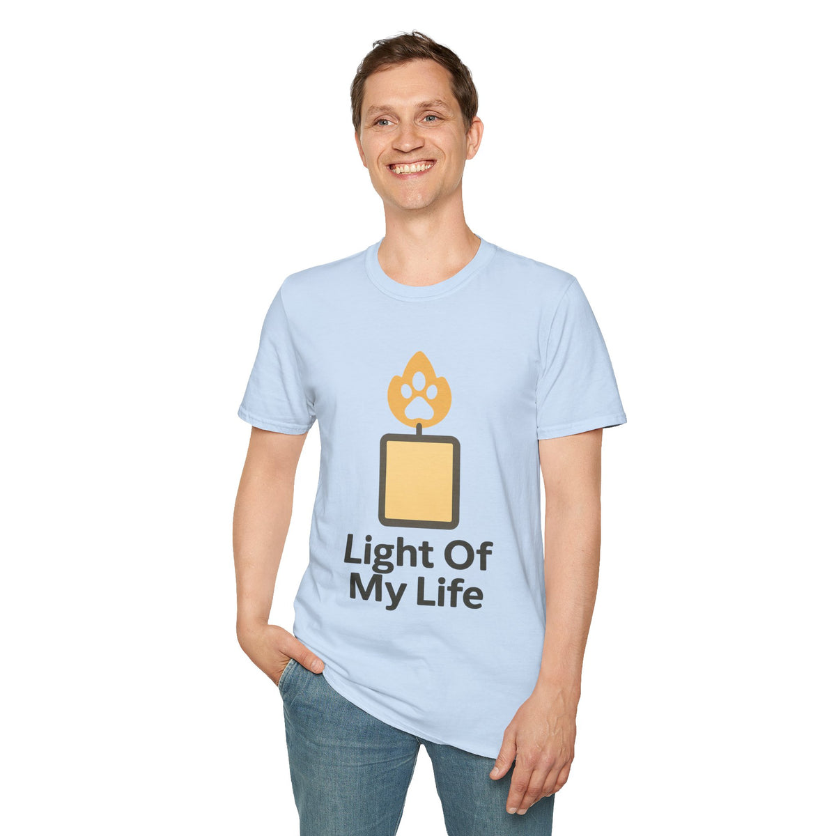 "Light Of My Life" Cute Paw Print Candle Tee - Minimalist Aesthetic Pet Lover White T-Shirt - Trending Now - September 2026