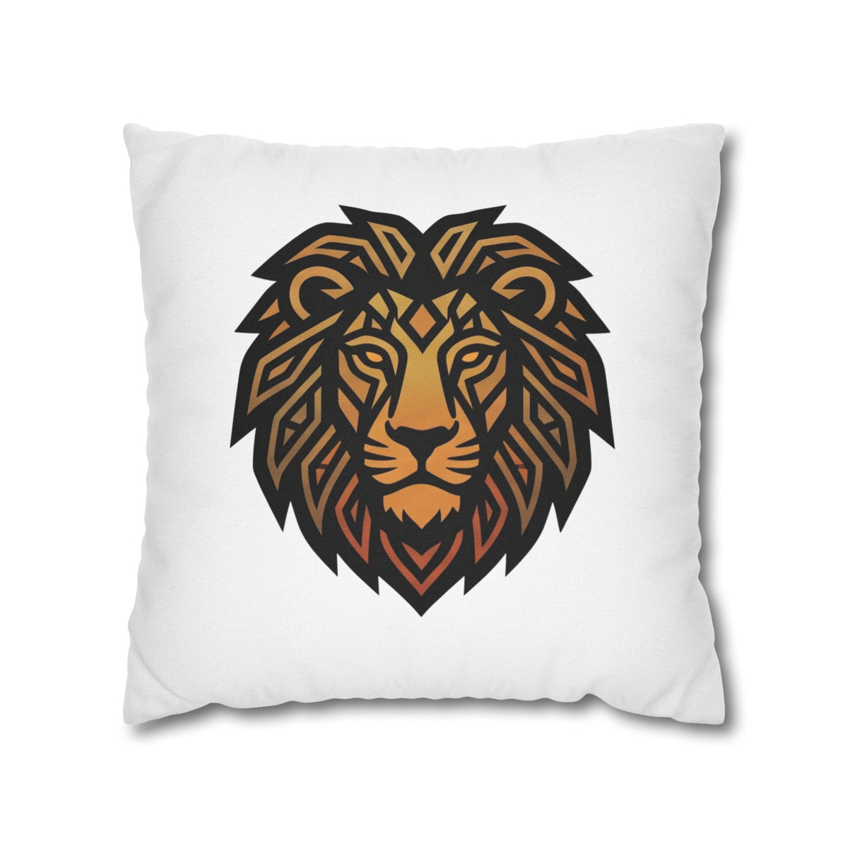 Leo Lion Head Decorative Pillowcase — Geometric Tribal Lion Throw Pillow Cover