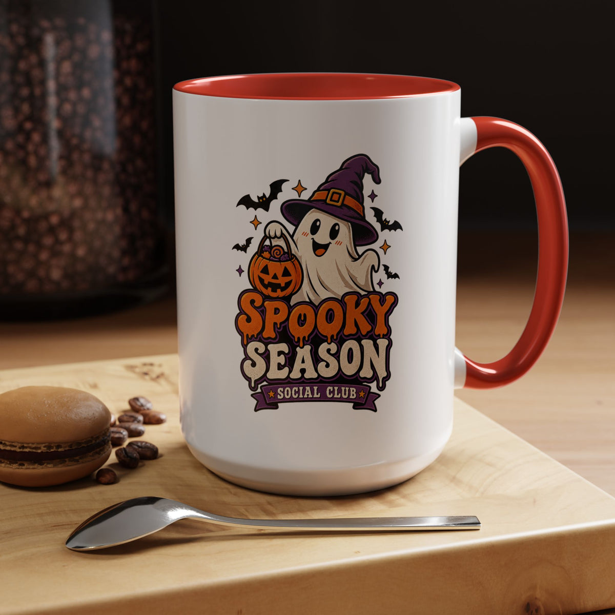 Spooky Season Coffee Mug — Cute Ghost Halloween Accent Mug (11/15oz)